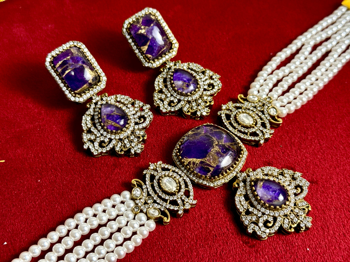 Purple Pearl Victorian Set Swarna 1001