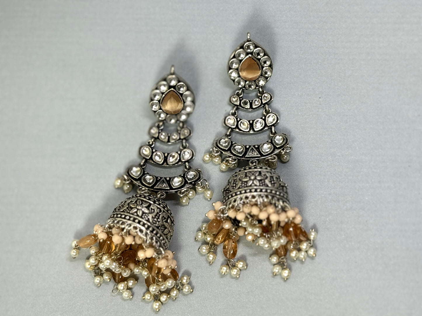 Beige Oxi Jhumkas- Lux