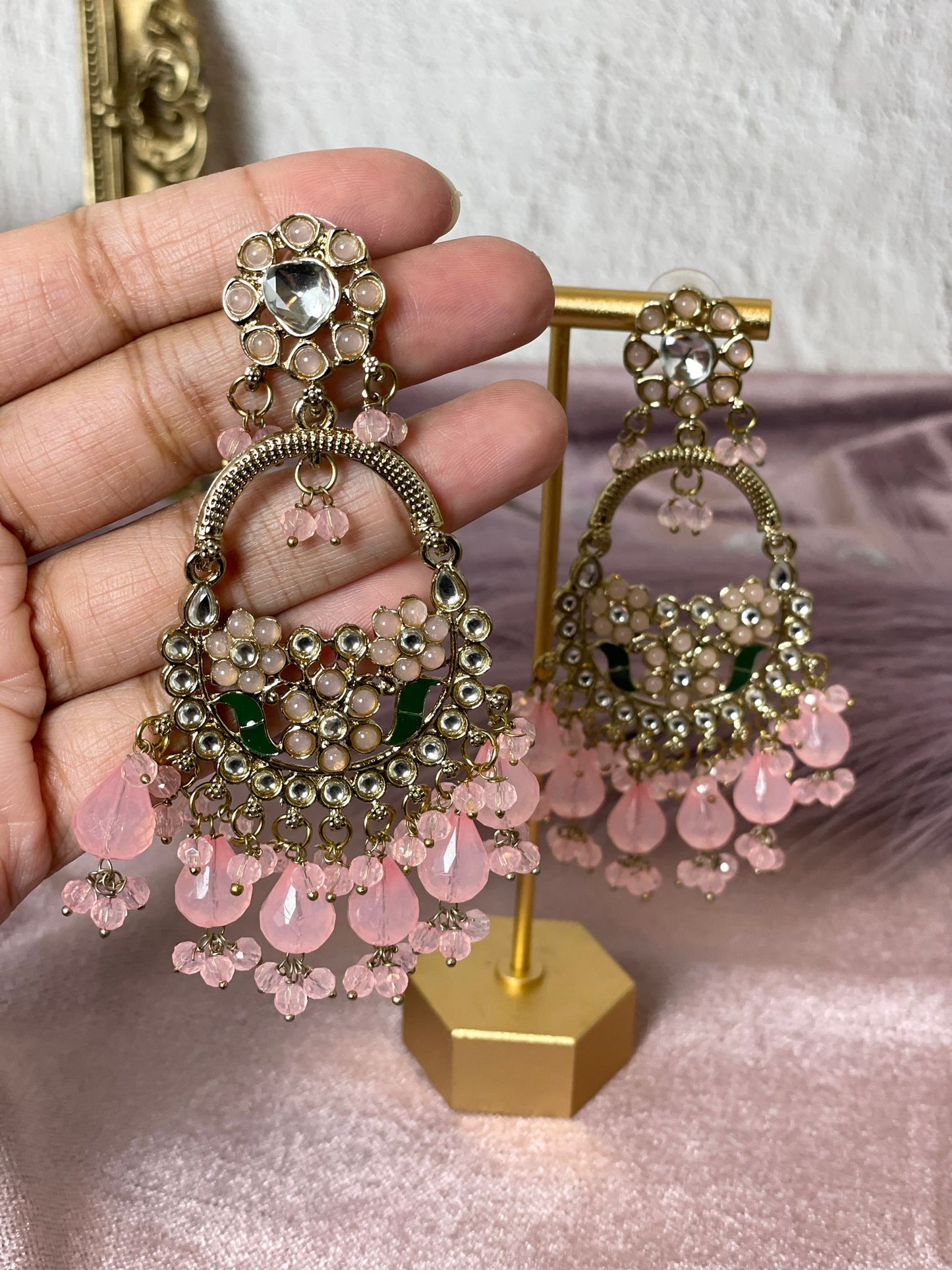 Baby Pink Chandbalis - Aura 1010