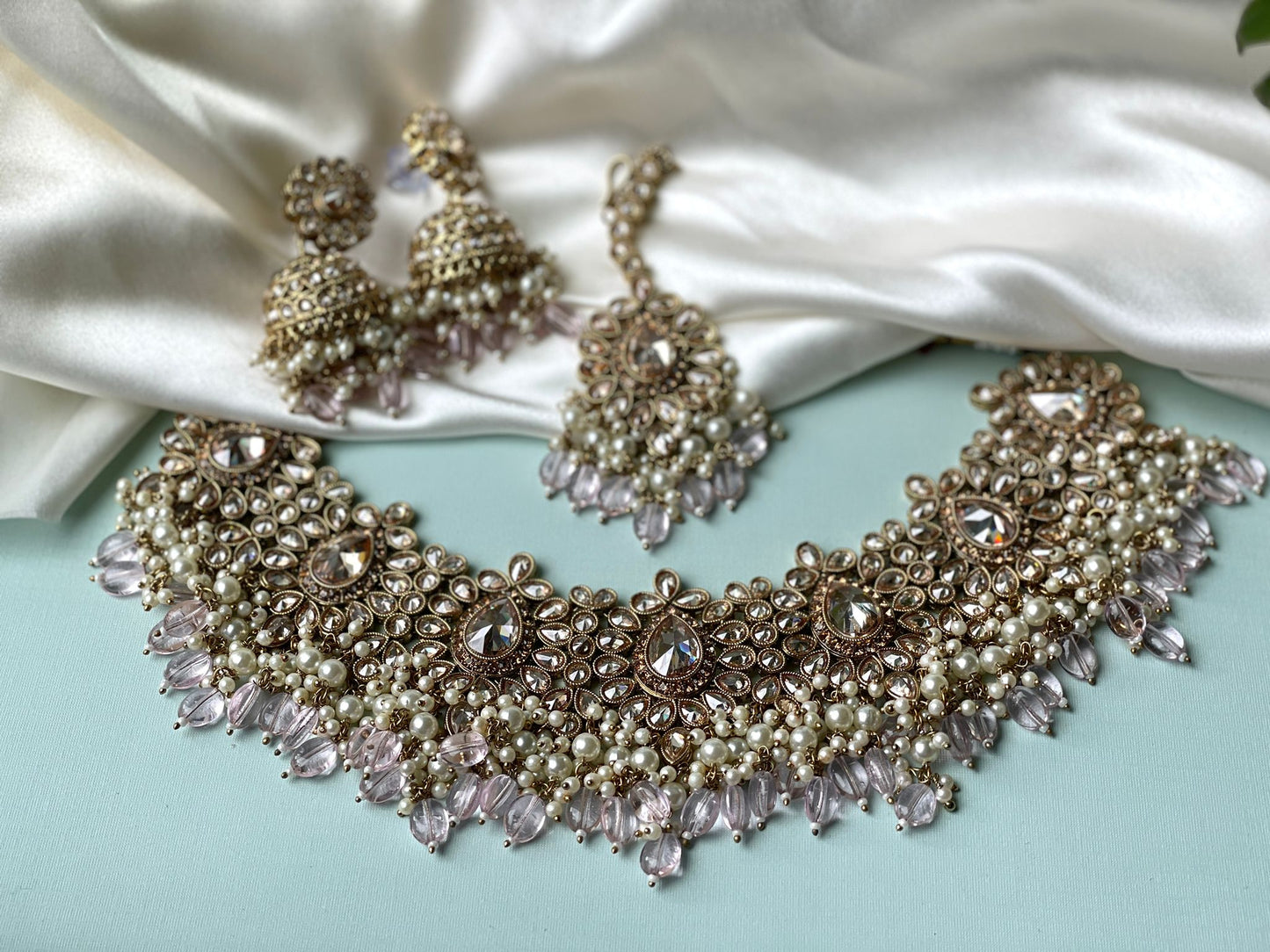 Pink Semi Bridal Set