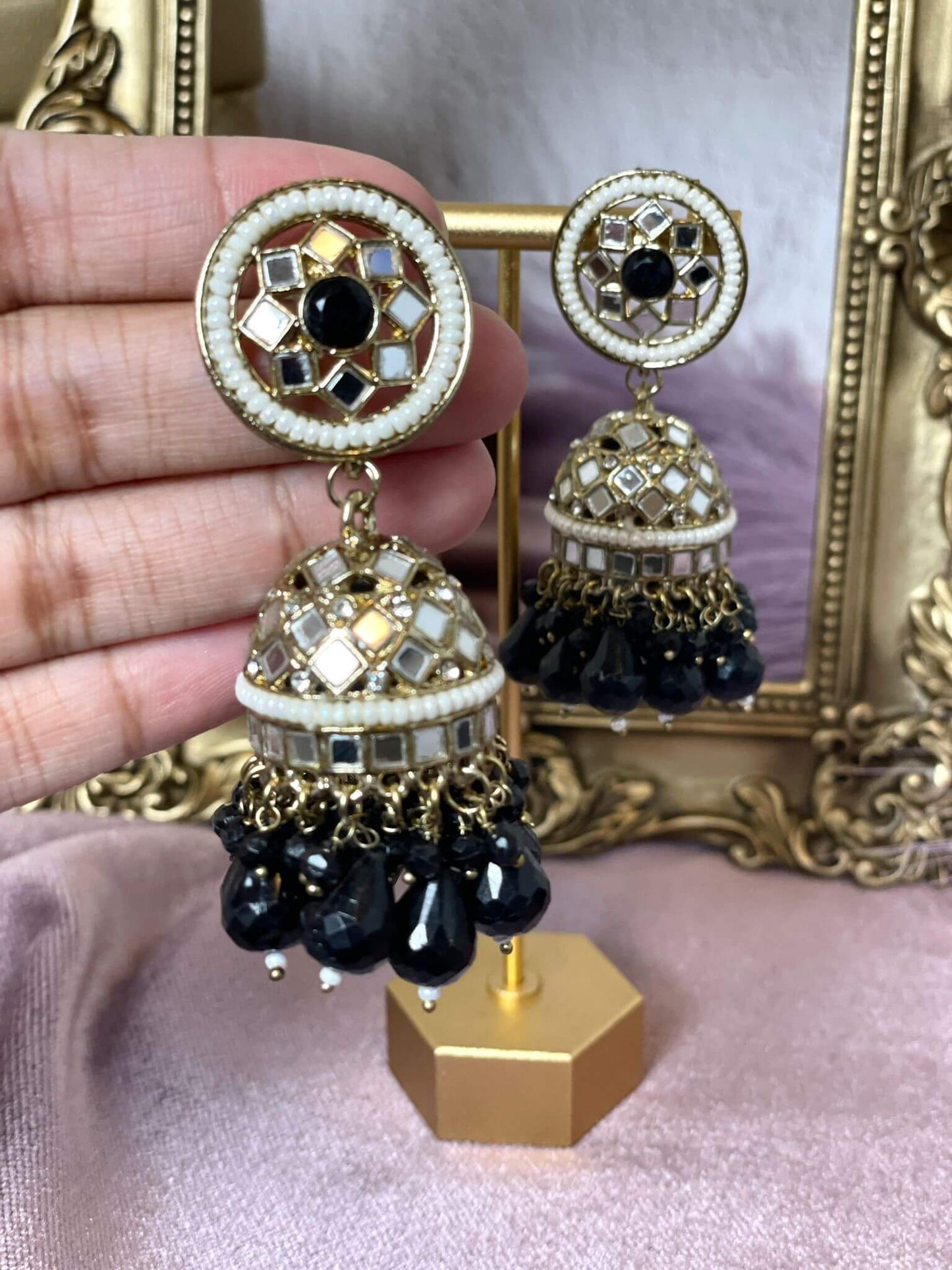 Black Mirror Jhumkas -Aura 1004