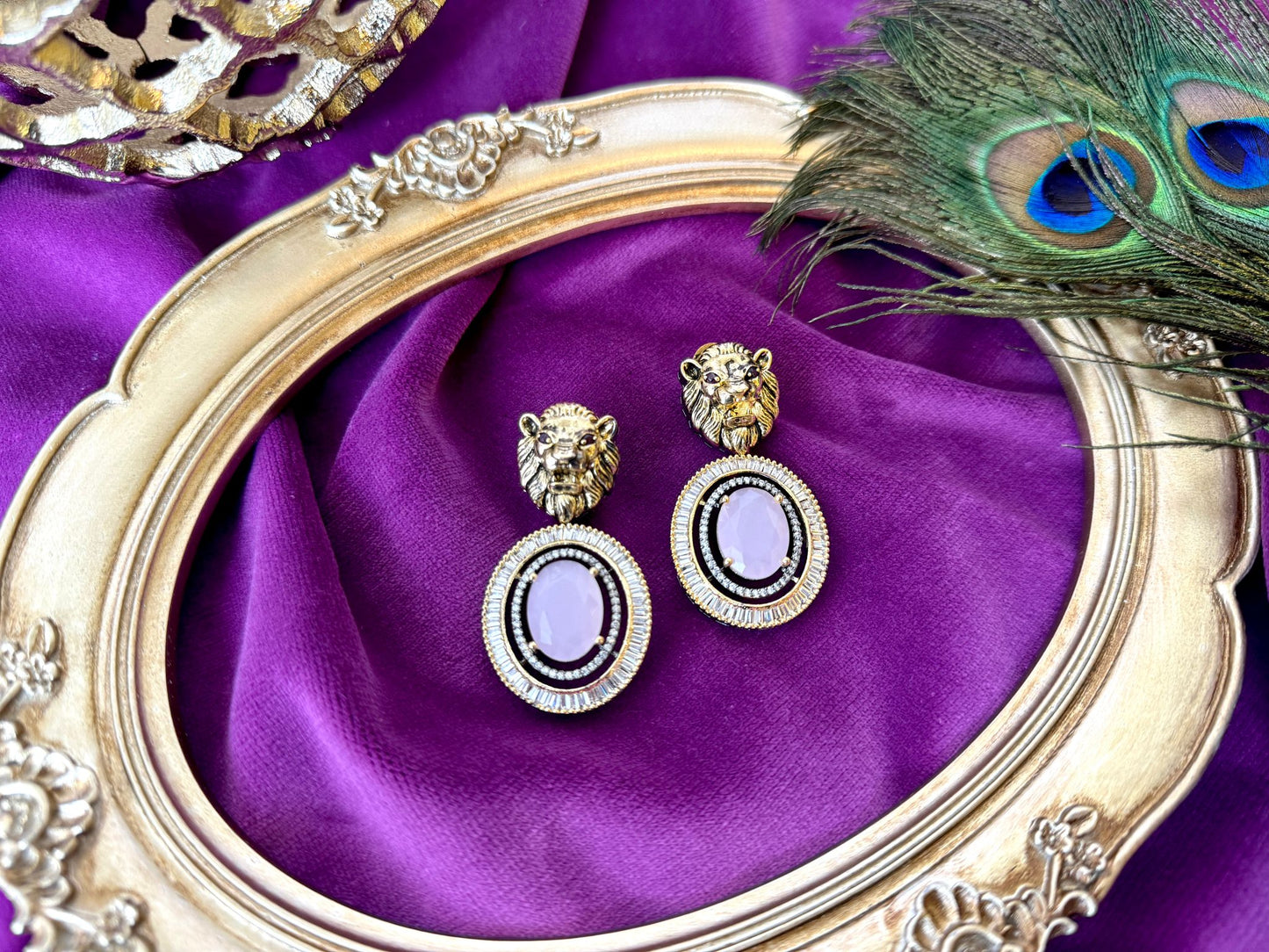 Baby Pink Lion Earrings- Roar 1001
