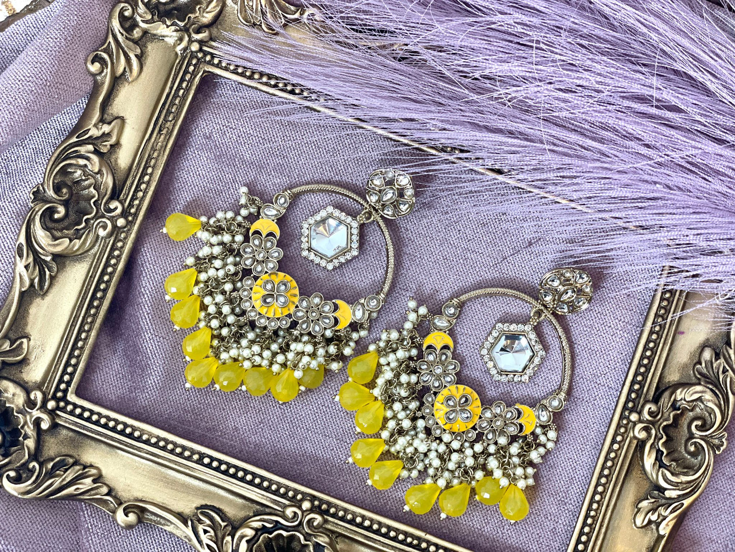 Yellow Chandbali - Aura 1009