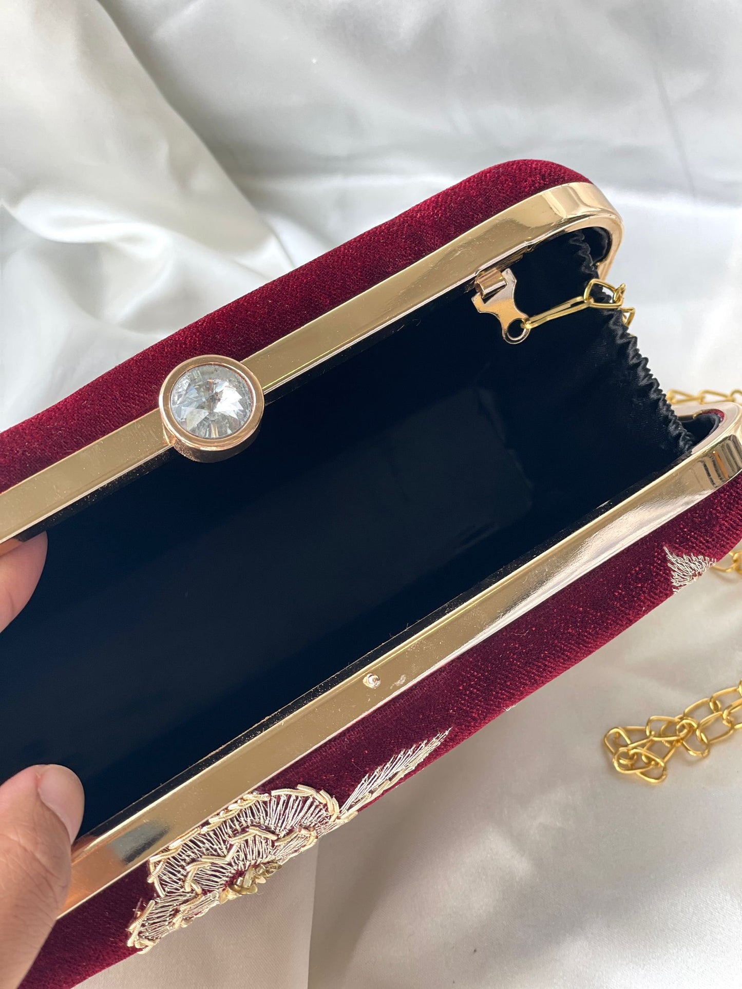Maroon Zardozi Clutch
