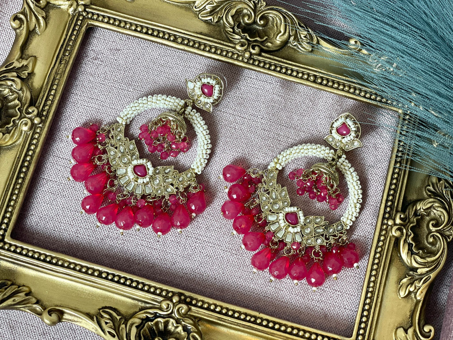 Magenta Jhumkas - Aura 1001