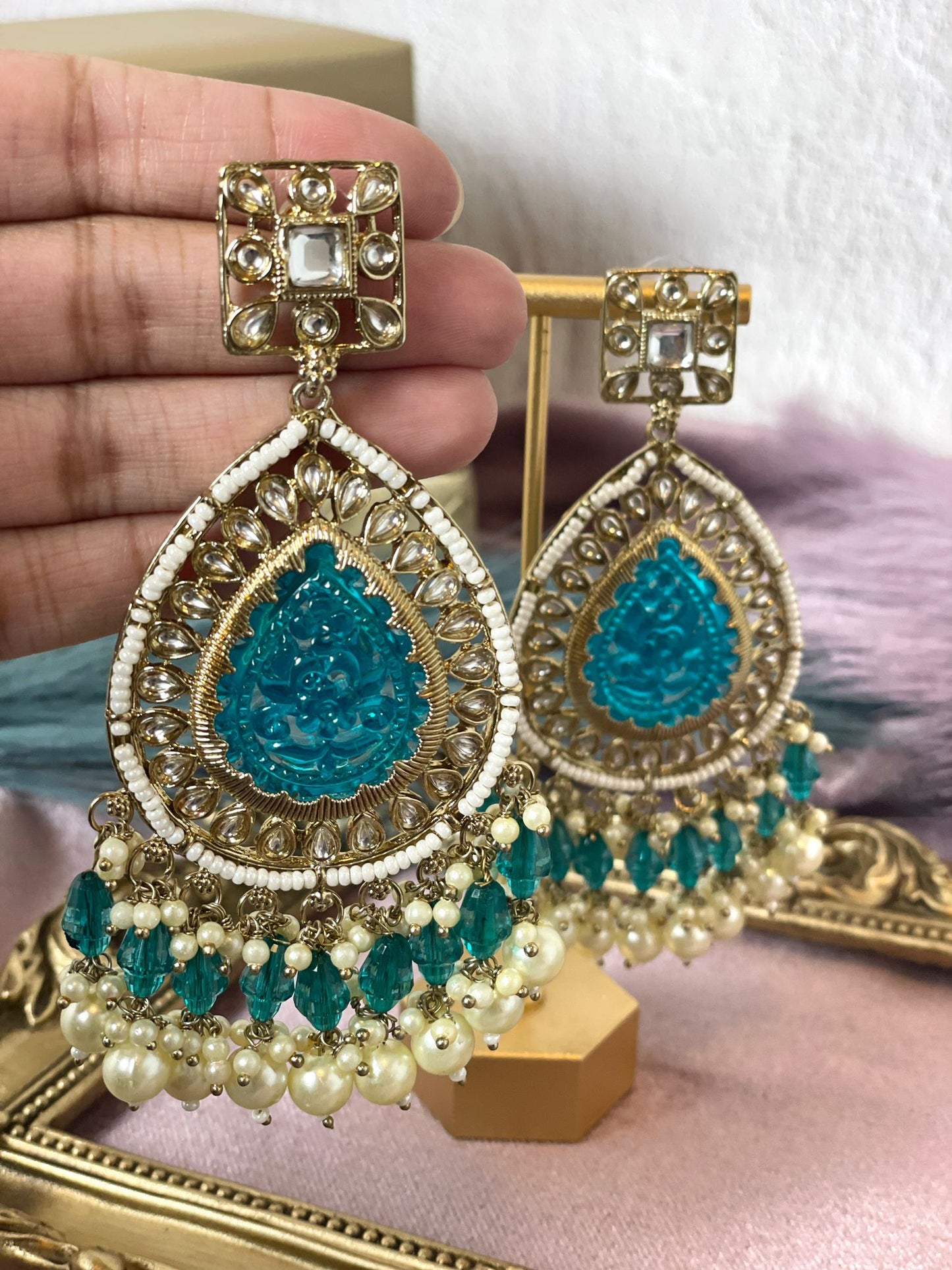 Teal Blue Earrings - Aura 1002