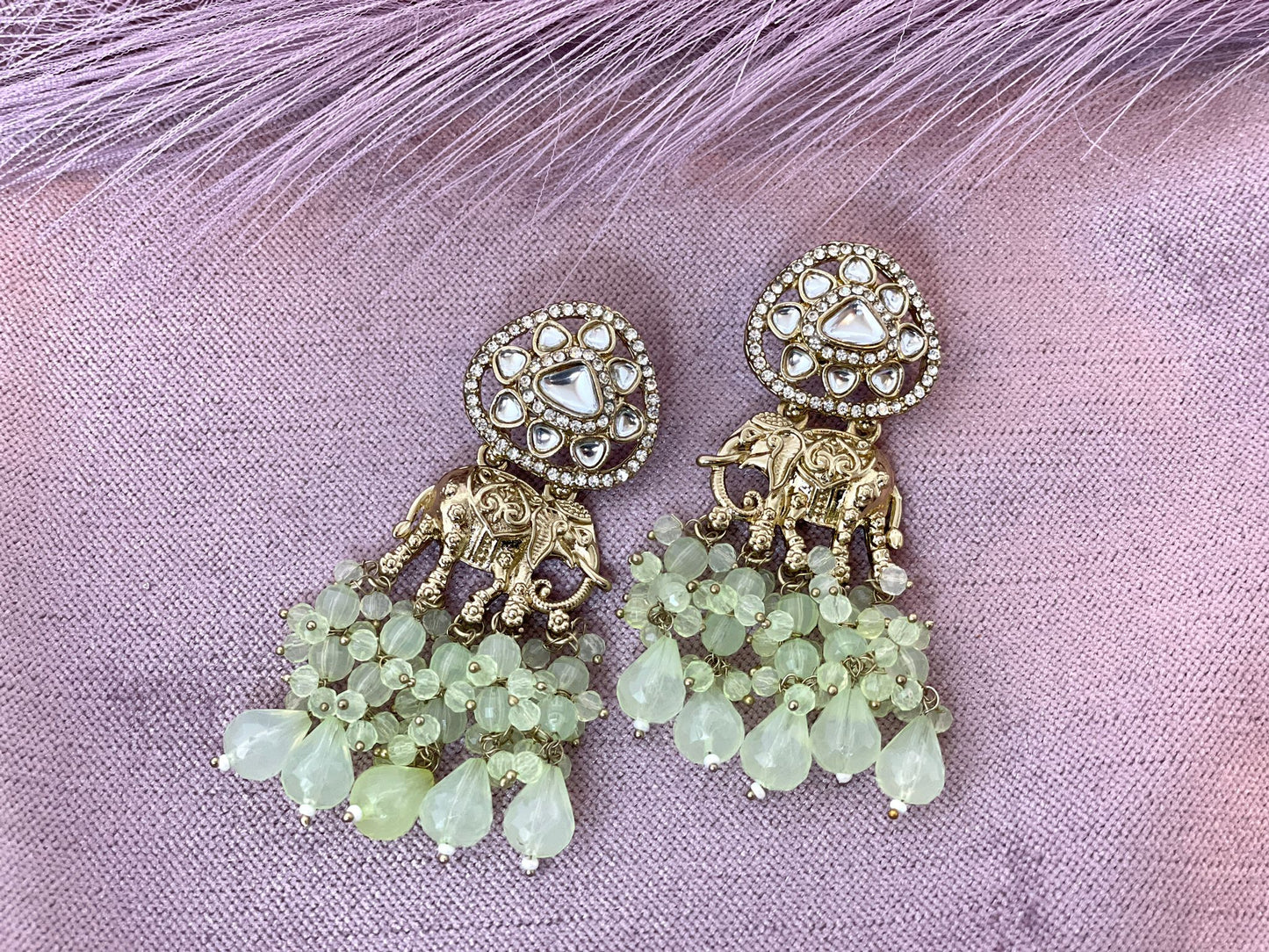 Mint Green Jhumka- Aura 1008