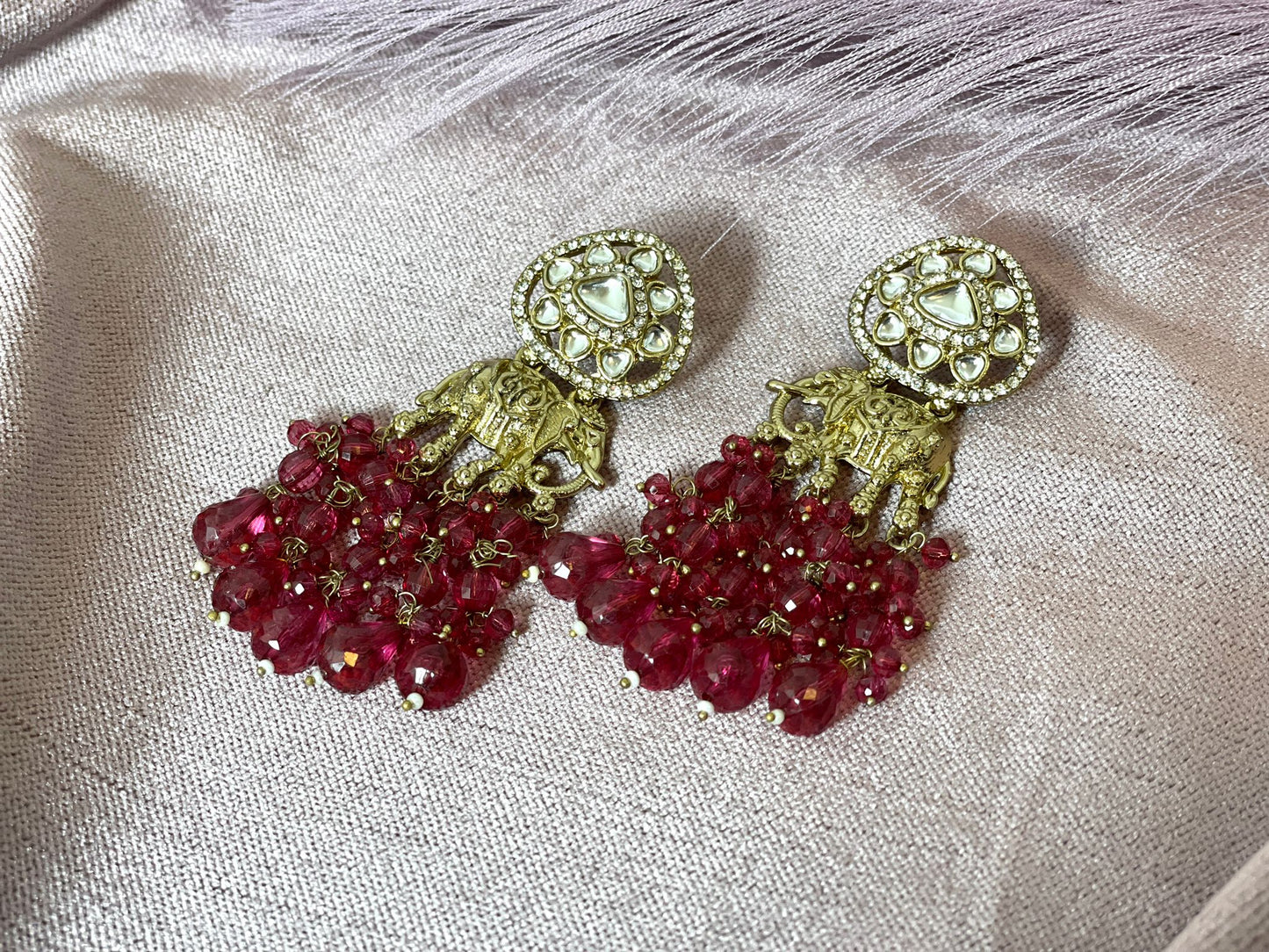 Magenta Elephant Earrings - Aura 1013