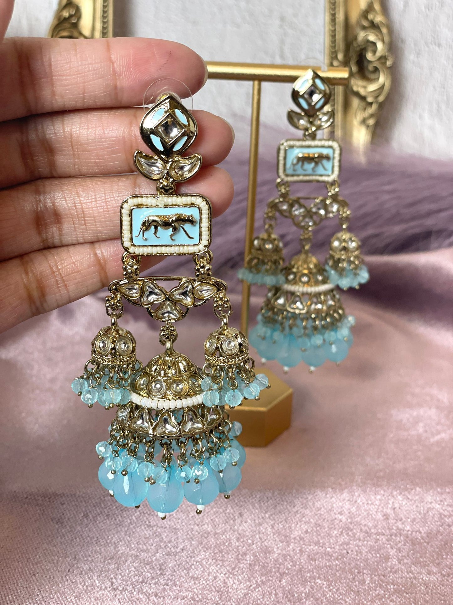 Baby Blue Jhumkas - Aura 1017