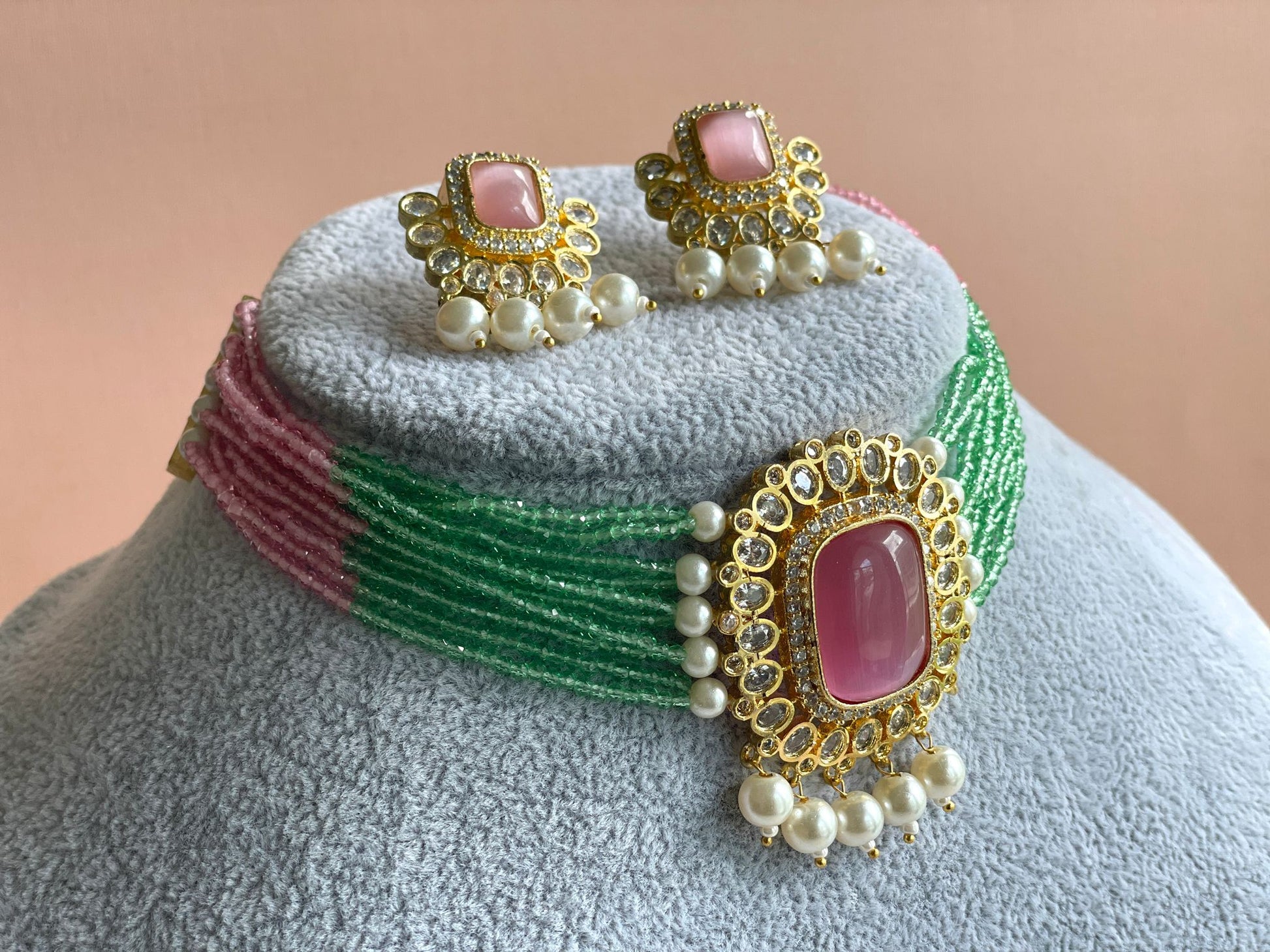 green and gold indian choker