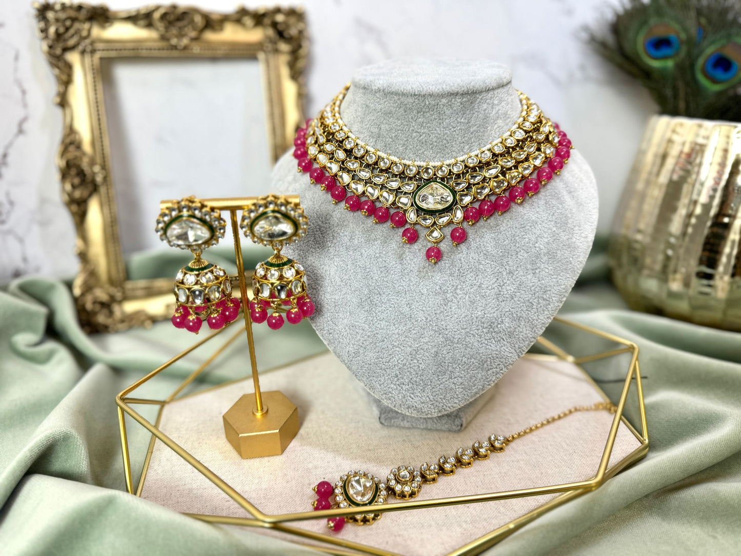 Magenta Kundan Choker Set - Grace 1003