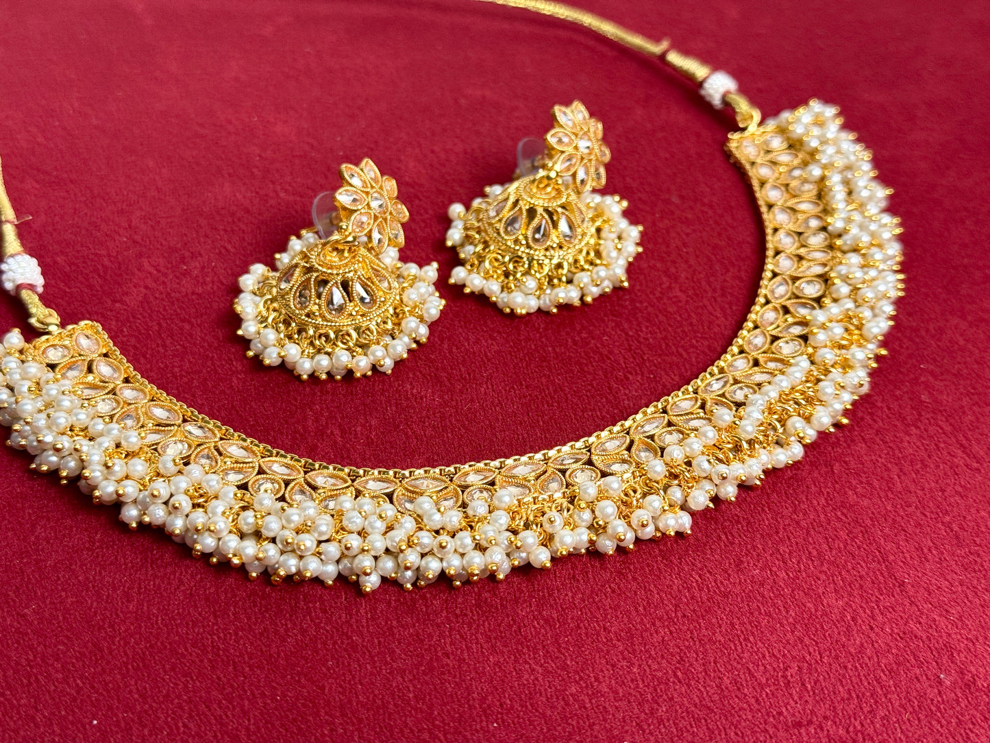 Gold Plated Pearl Set Swarna 1003