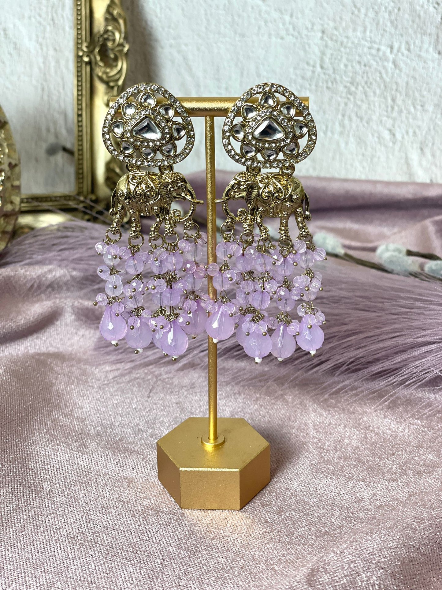 Lavender Elephant Earrings- Aura 1013
