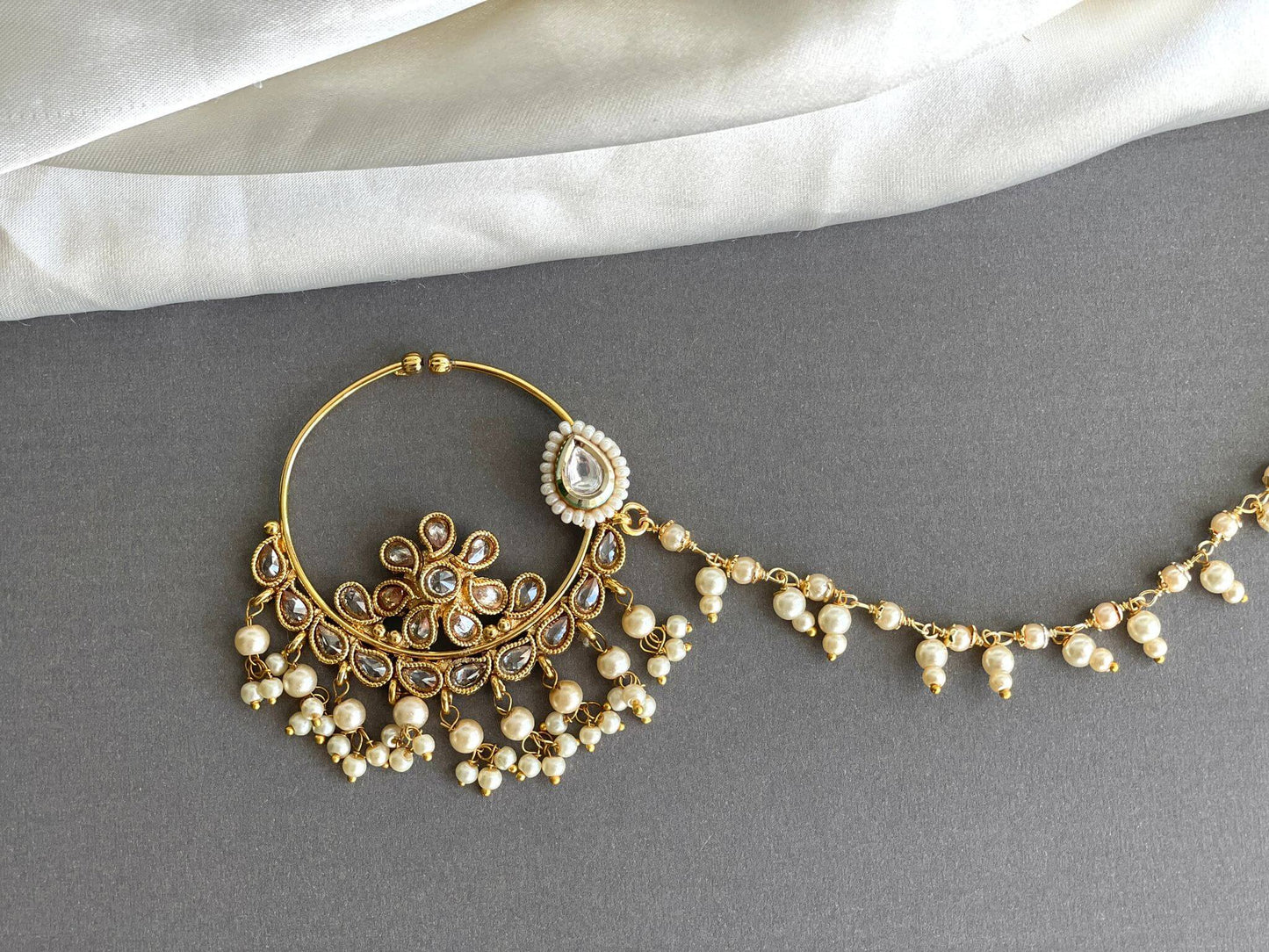 Golden Bridal Nose Ring