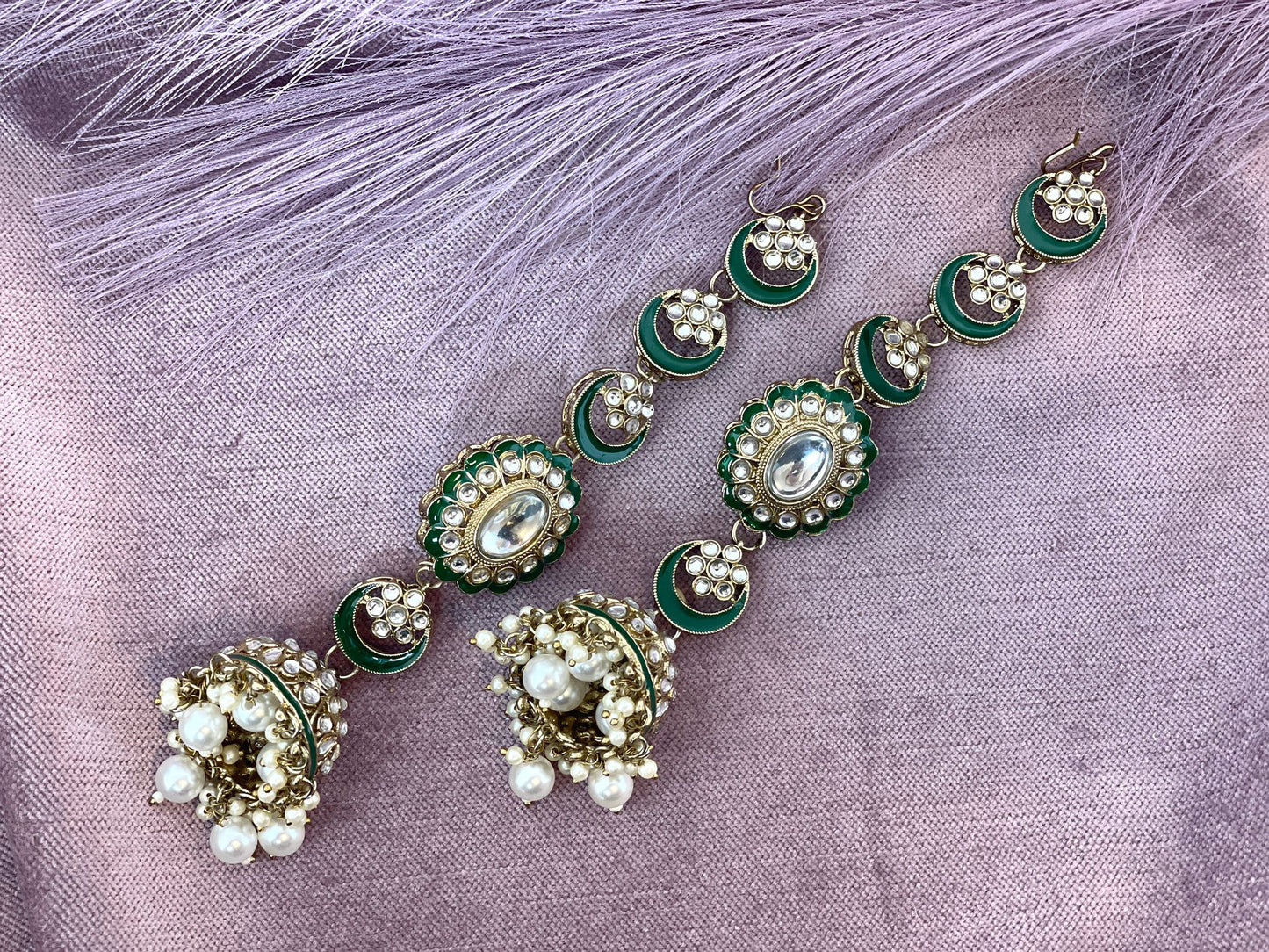 white and gold Sahara Earrings - Aura 1014