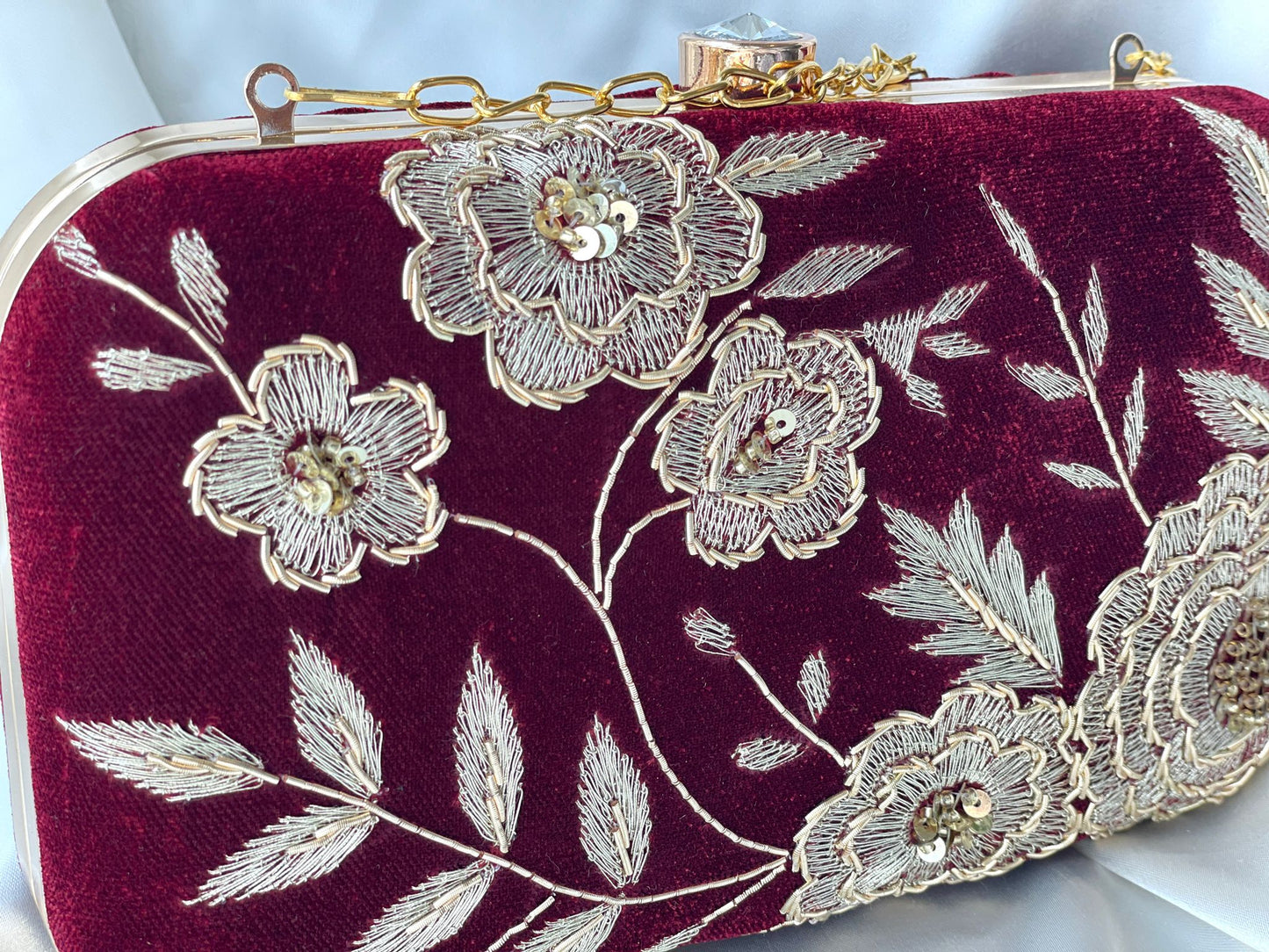 Maroon Zardozi Clutch