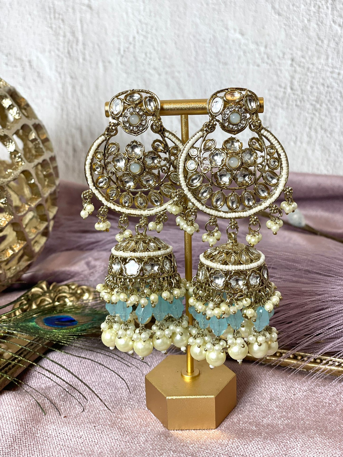 Baby Blue Jhumka-Aura 1008