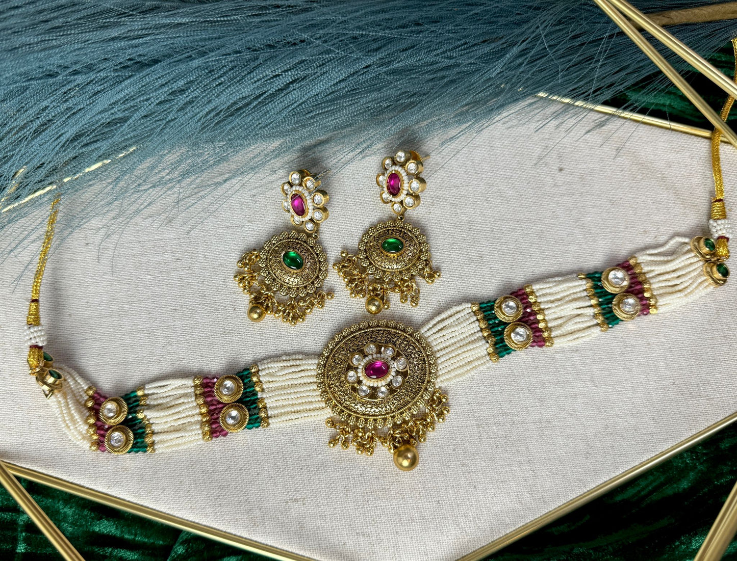 Magenta Green Antique Gold Set- Charisma 1008