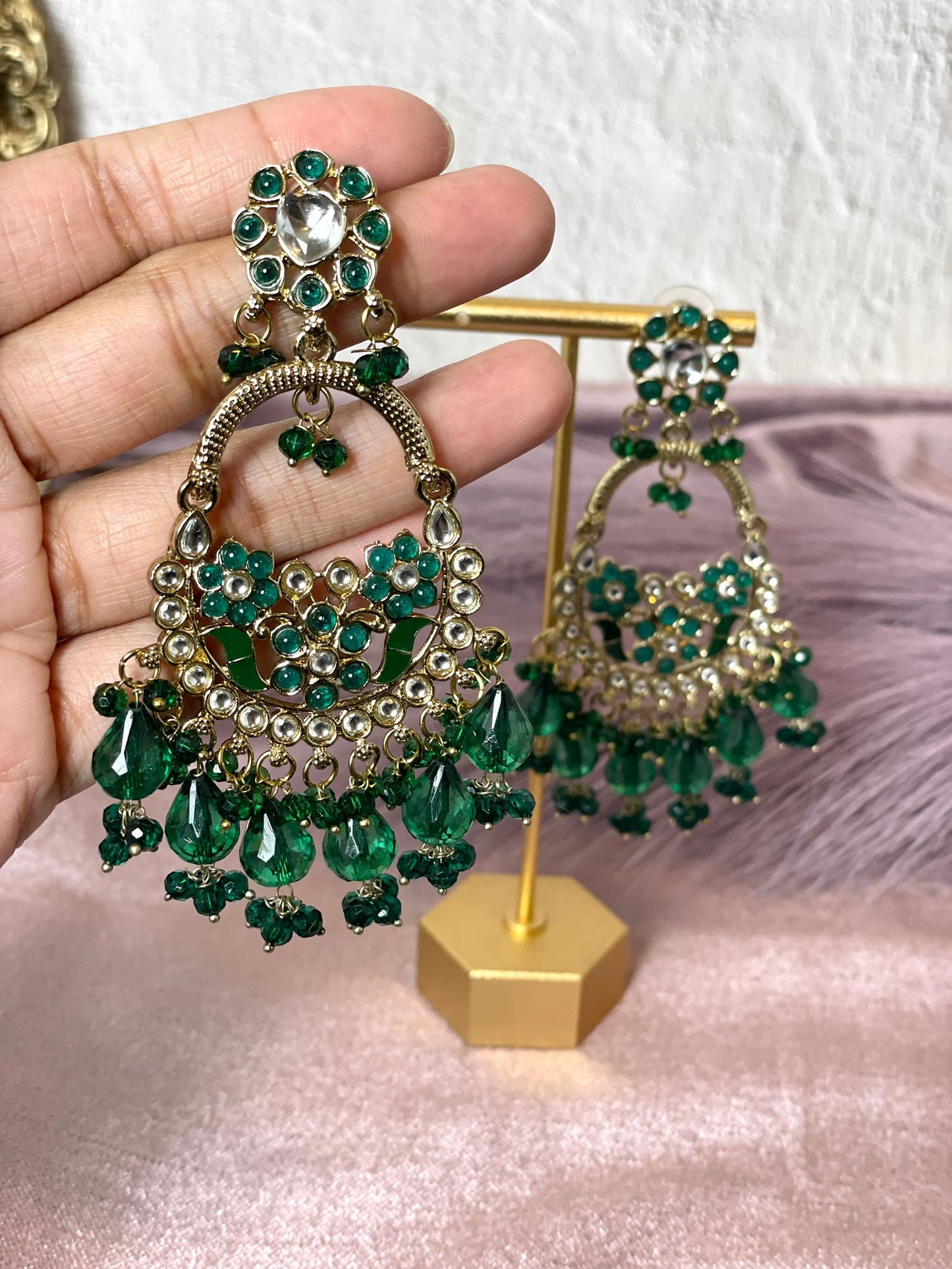 Emerald Green Chandbalis - Aura 1010