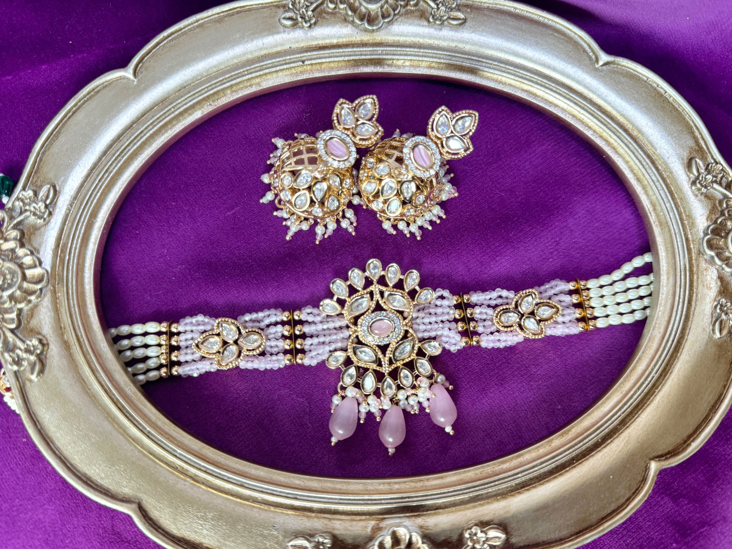 Baby Pink Tyaani Kundan set- Roar 1013