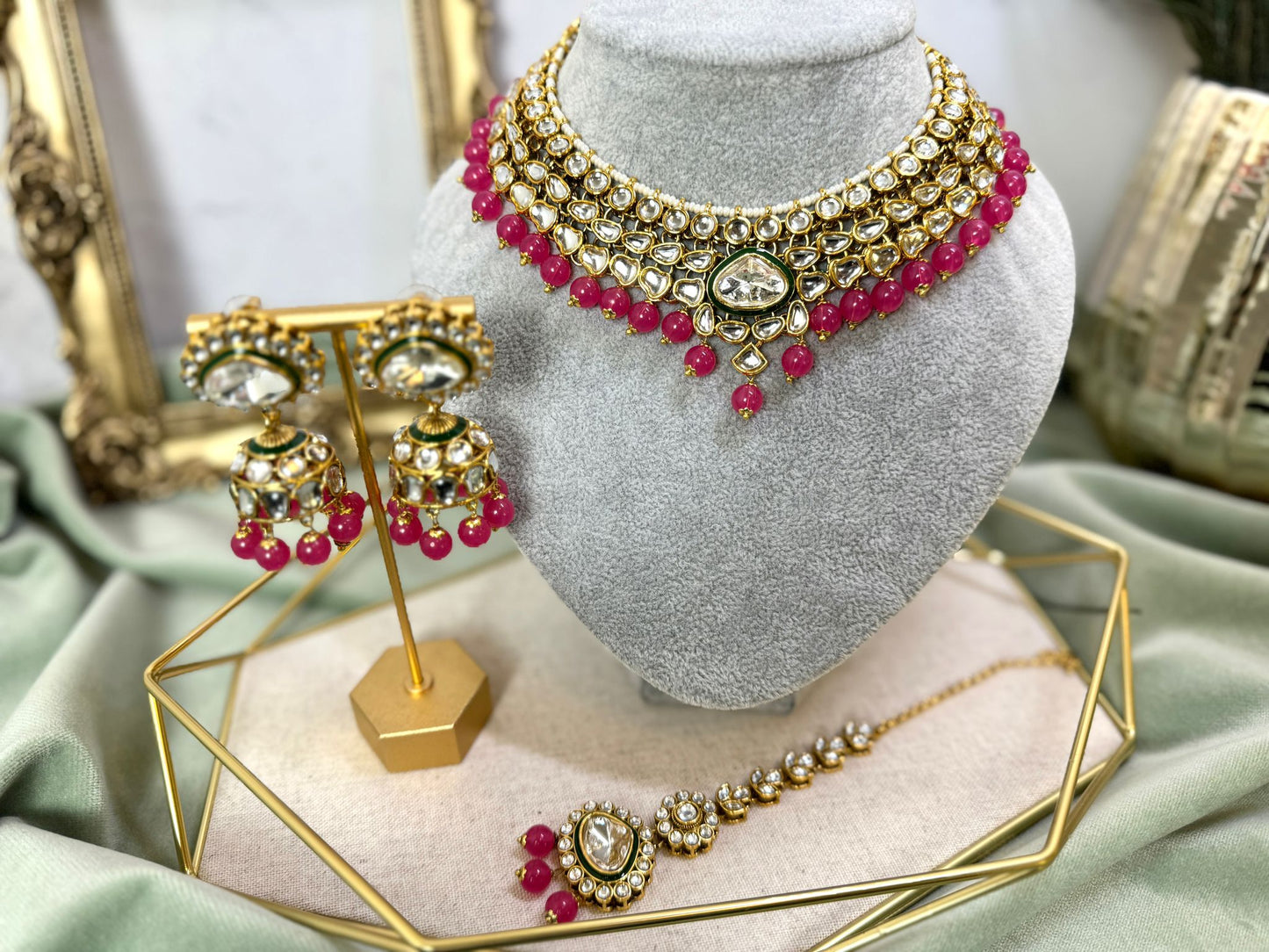 Magenta Kundan Choker Set - Grace 1003