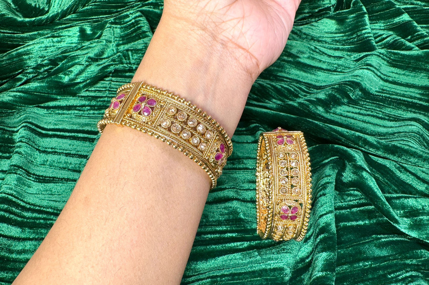 Gold and magenta Kangans- Charisma 1025