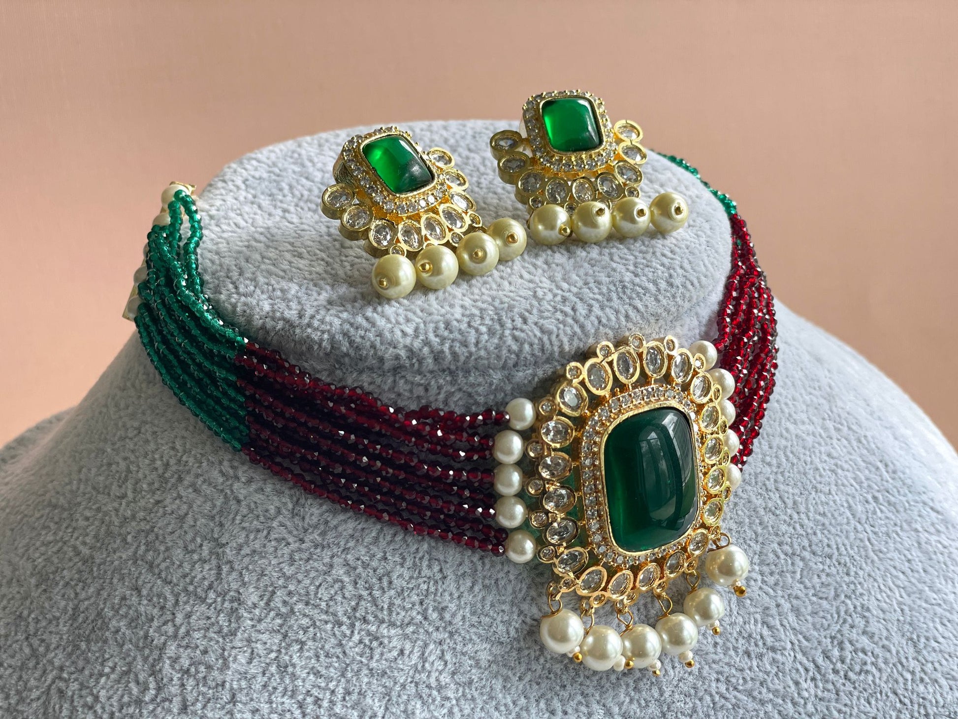 emerald green choker Indian