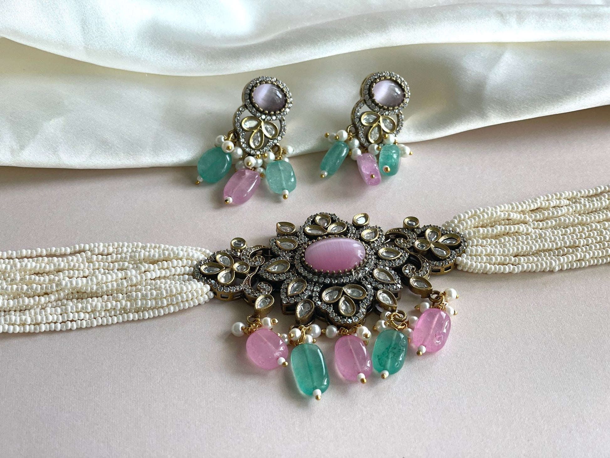 mint green indian choker