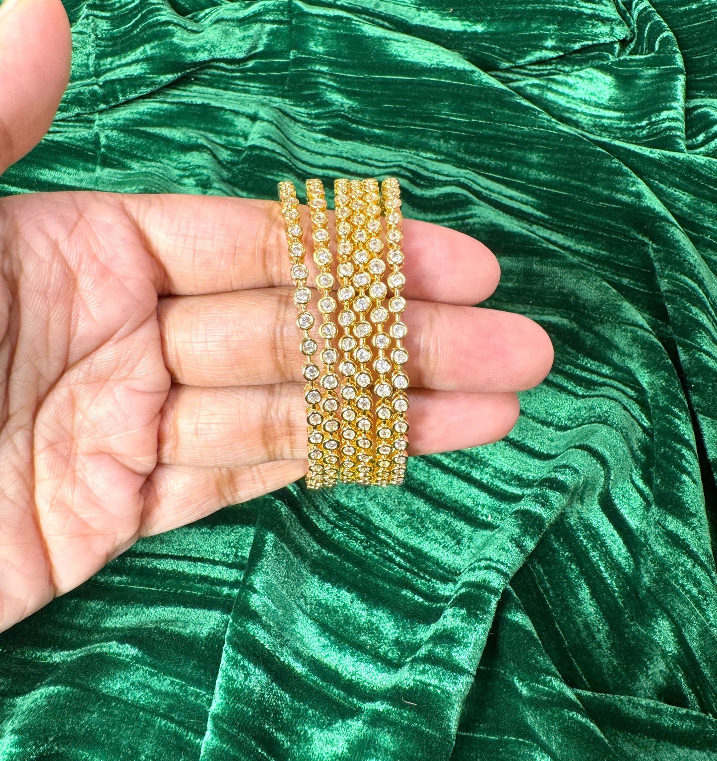 Gold Rhinestone Bangles (Set of 6) - Charisma 1024
