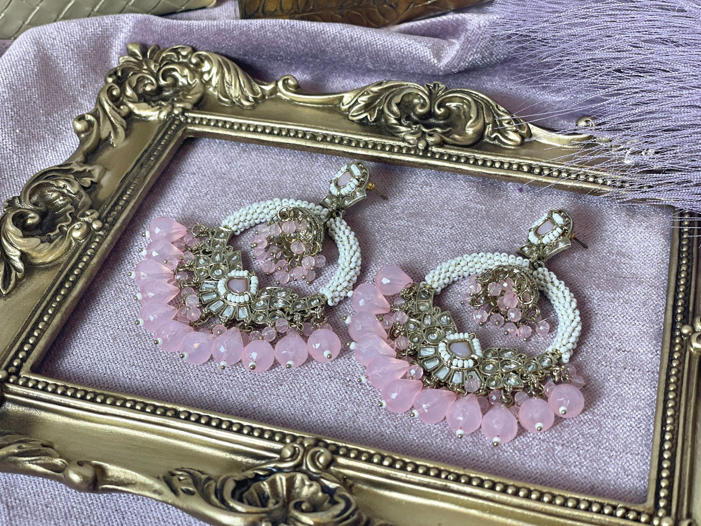 Light Pink Jhumkas - Aura 1001