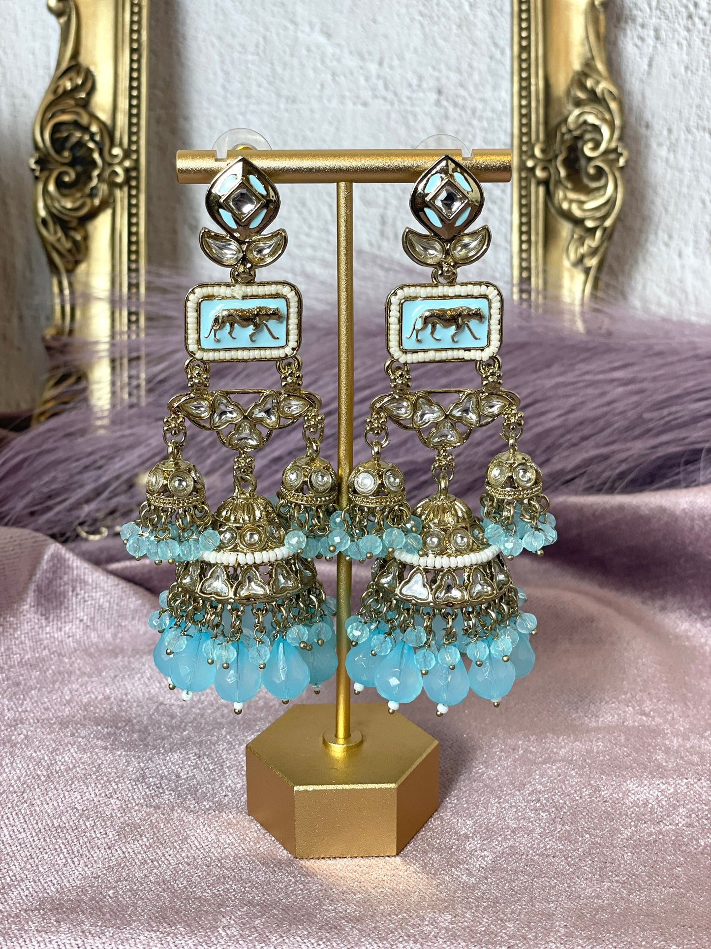 Baby Blue Jhumkas - Aura 1017