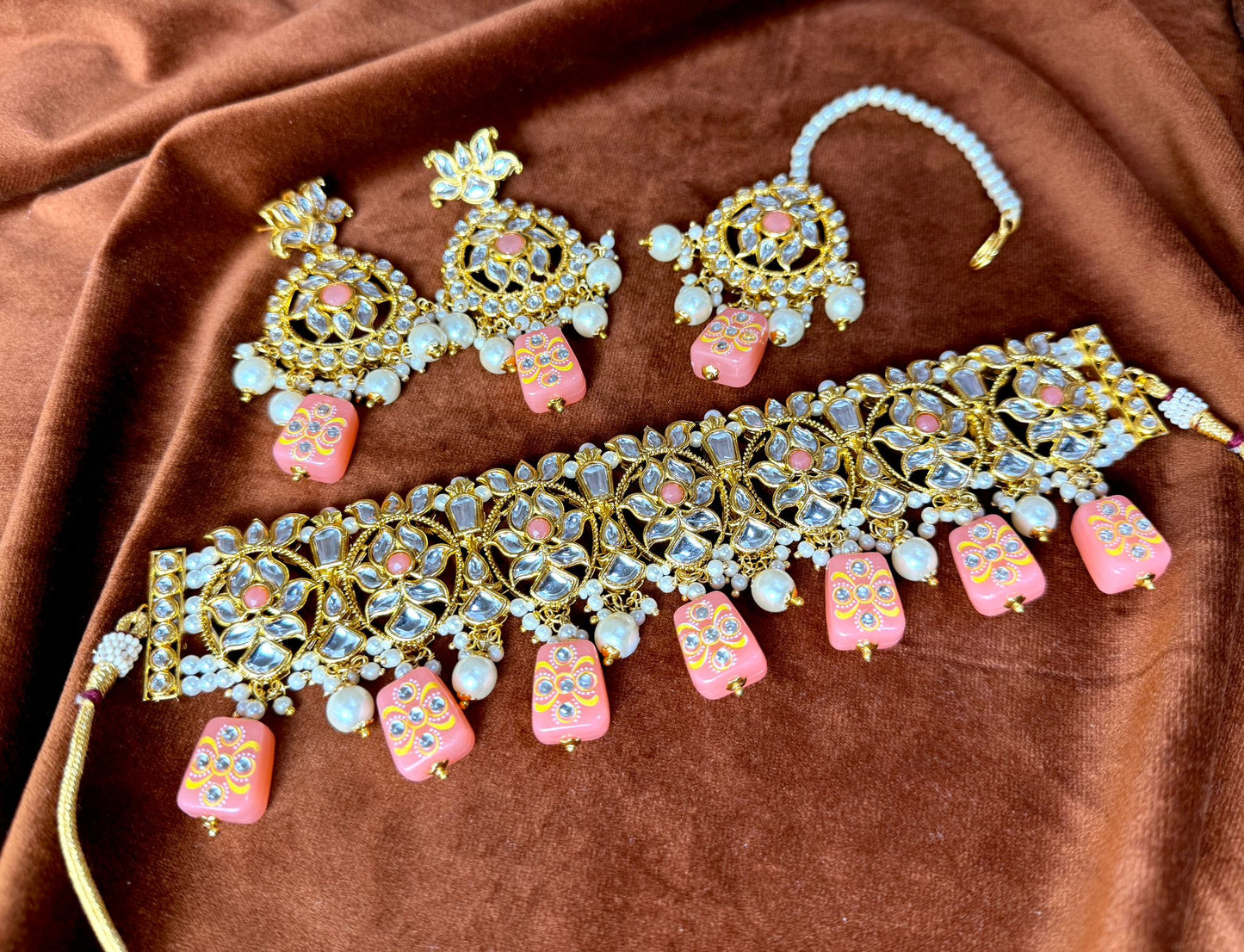 Peach Meenakari Set- Charisma 1005