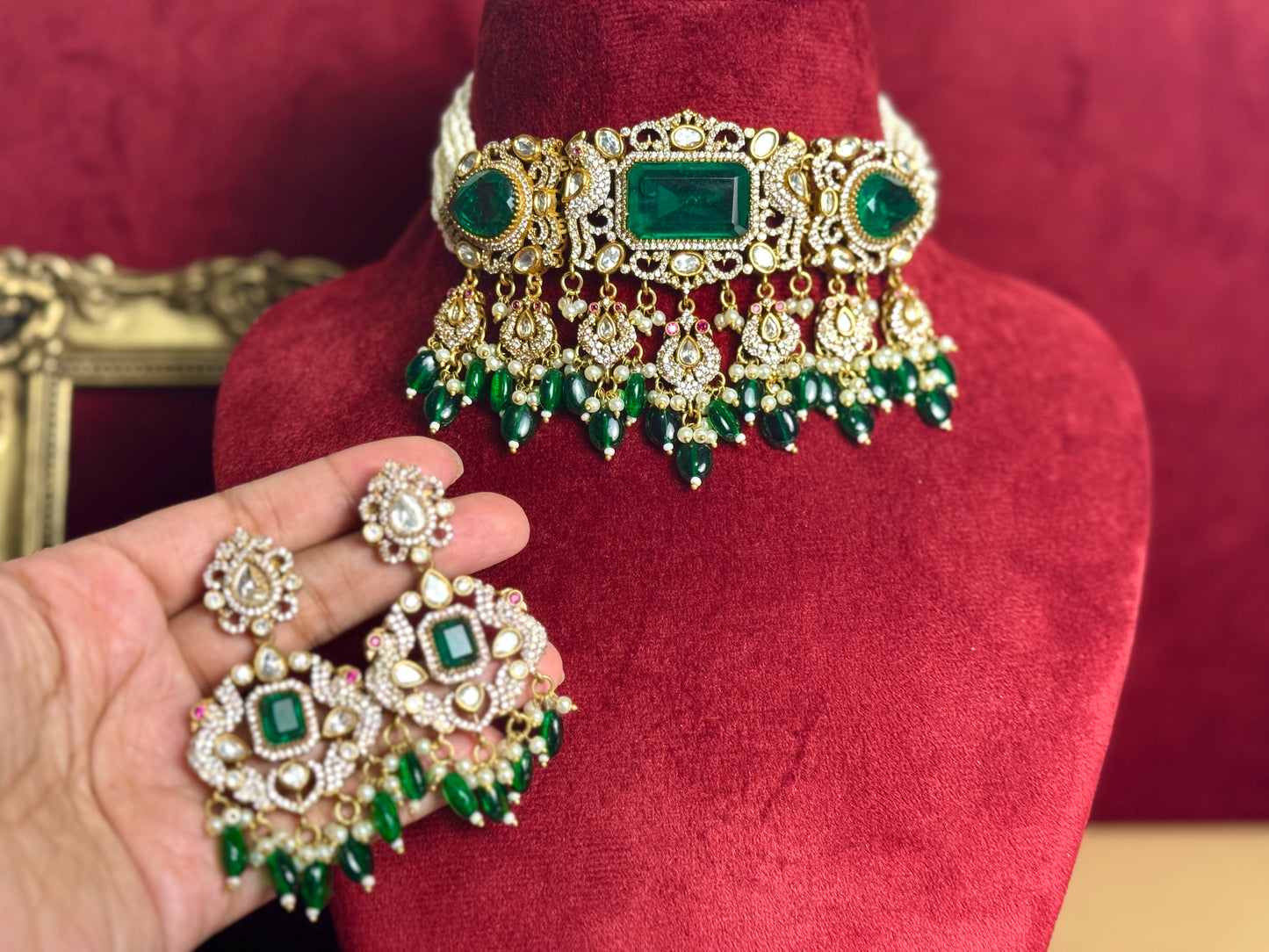 Emerald green bridal set Swarna 1007