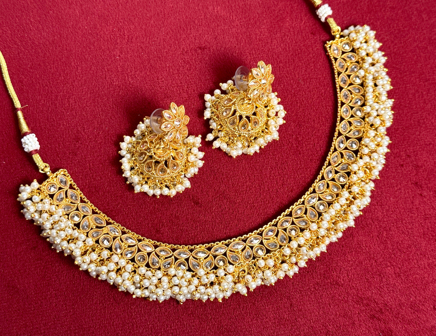 Gold Plated Pearl Set Swarna 1003