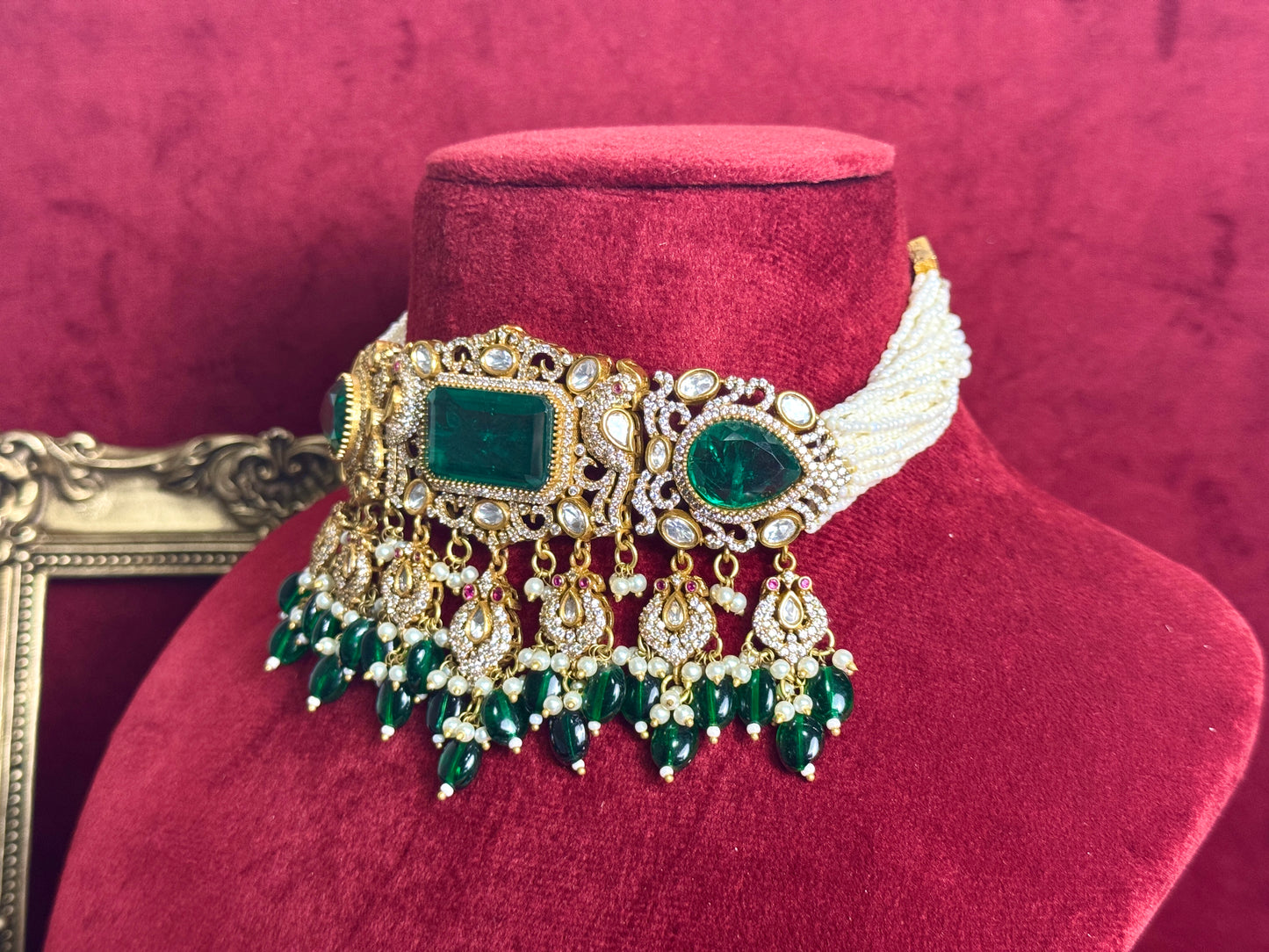 Emerald green bridal set Swarna 1007