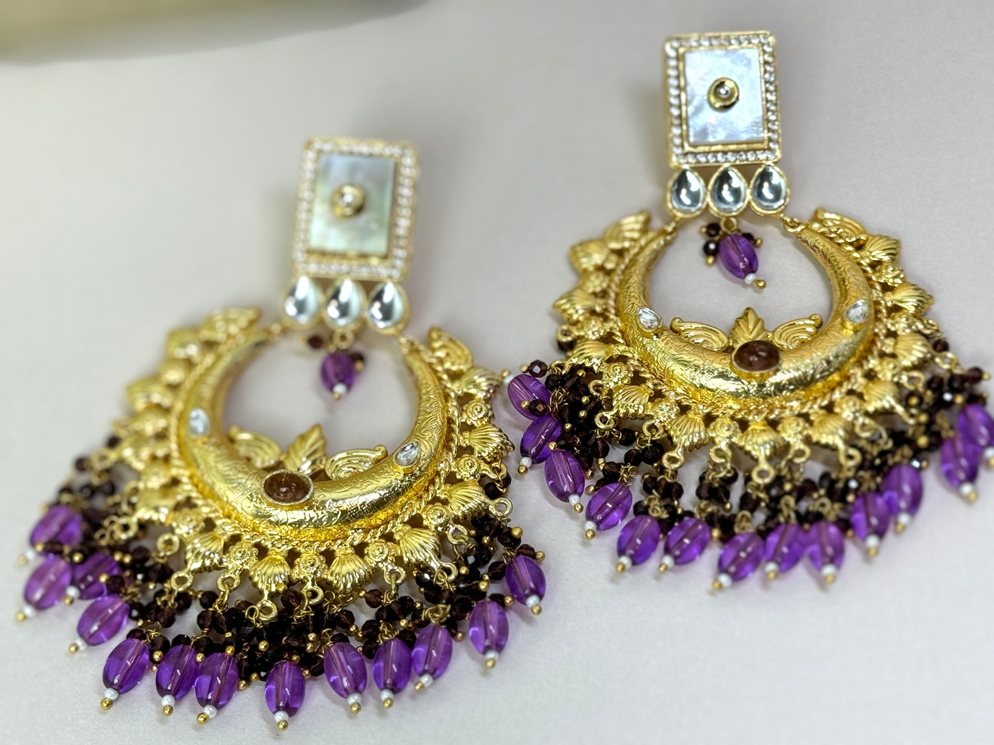 Purple Gold Earrings- Lux