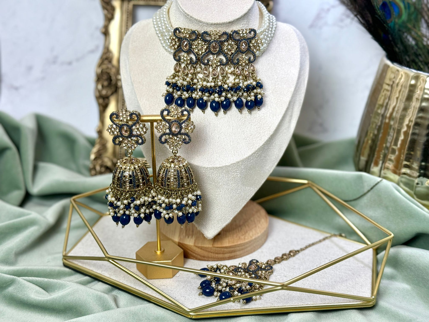 Navy Blue Pearl Choker- Grace 1001