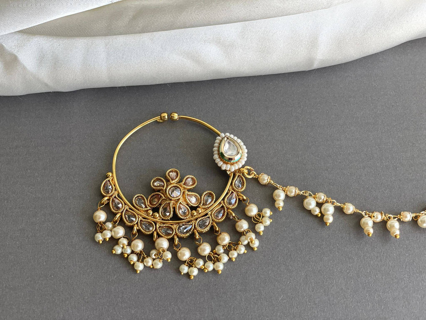 Golden Bridal Nose Ring
