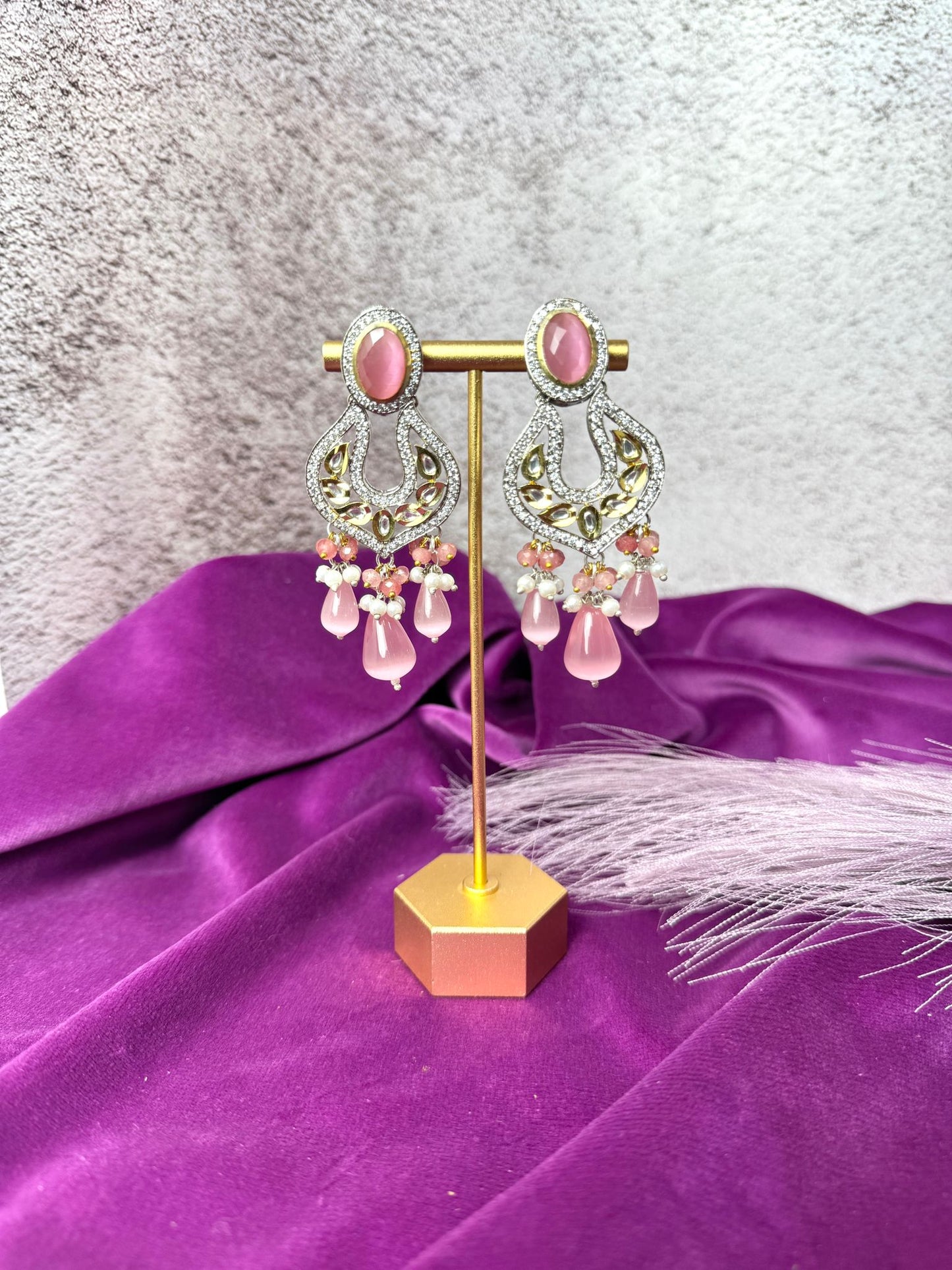 Baby Pink Kundan Pearl set- Roar 1024