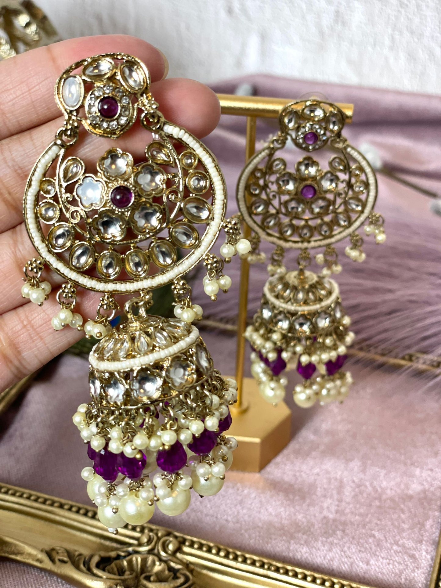 Dark Purple Jhumka - Aura 1008