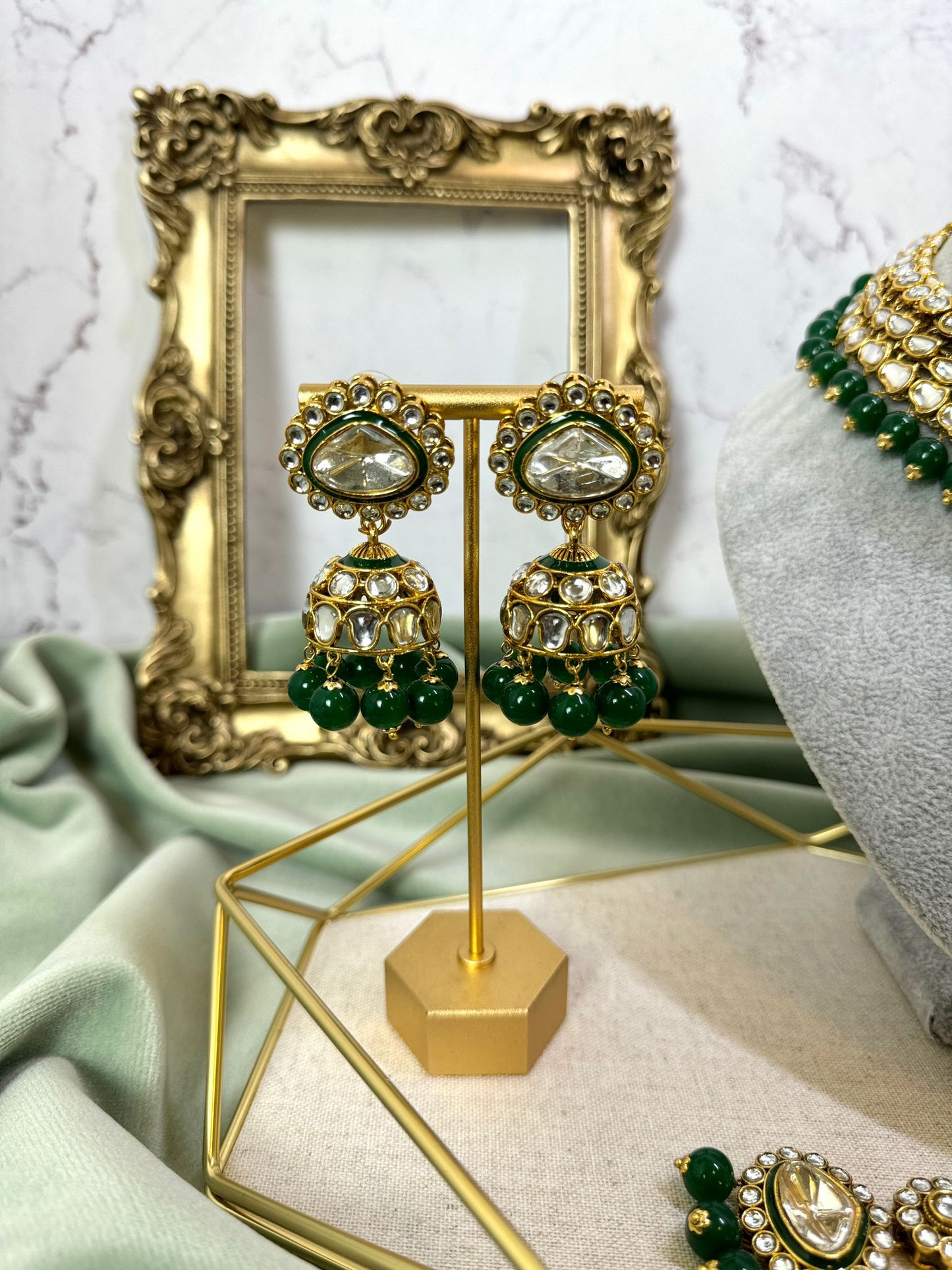 Emerald Green Kundan Choker Set- Grace 1003