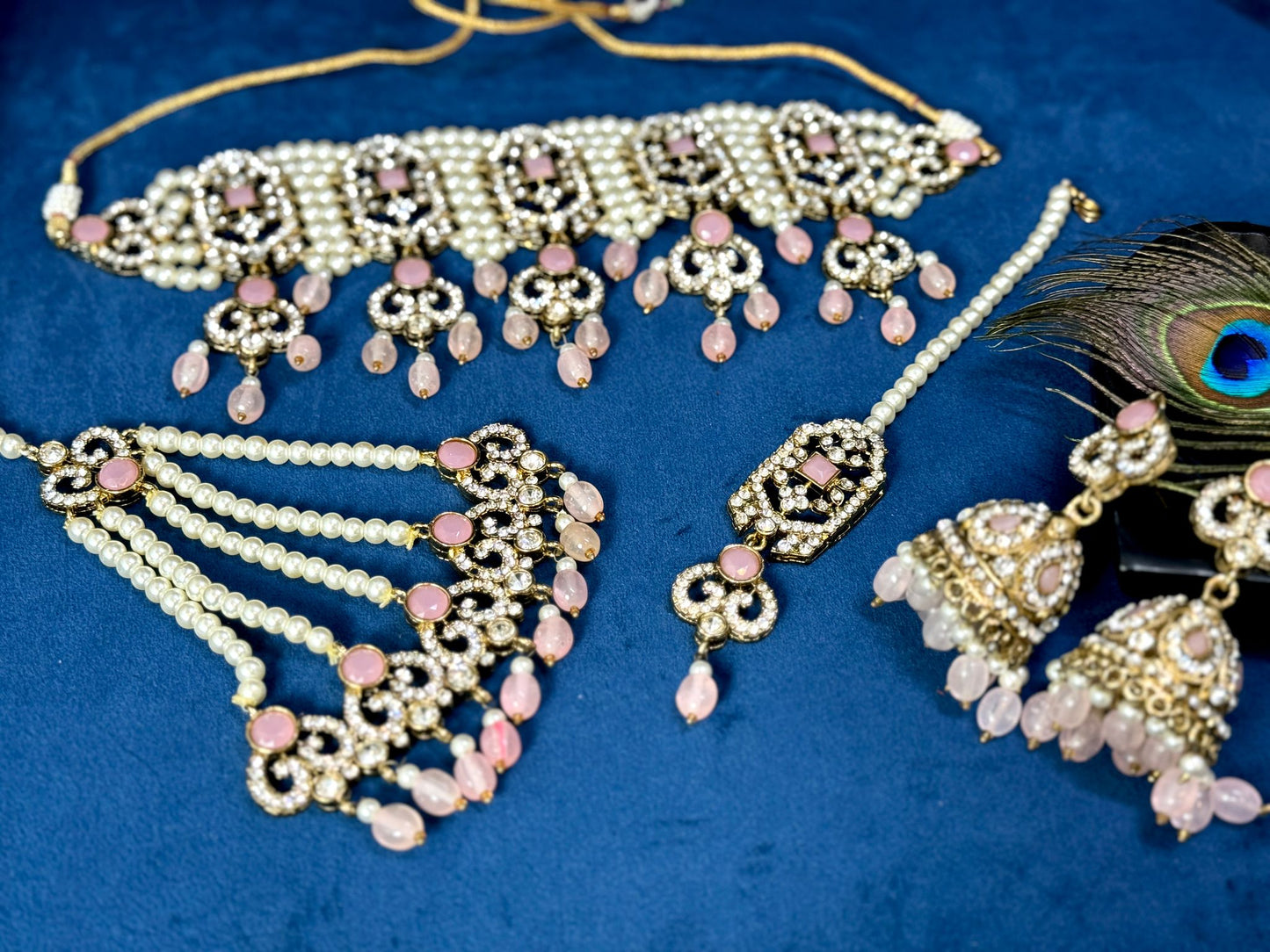 Baby Pink Pearl Choker Set- Majesty 1001