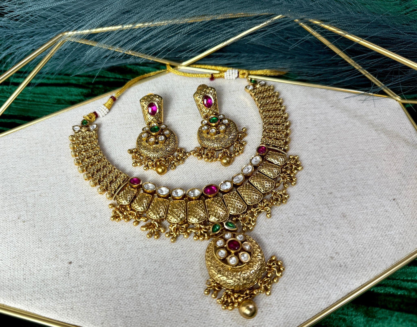 Magenta Green Gold Plated Set- Charisma 1012