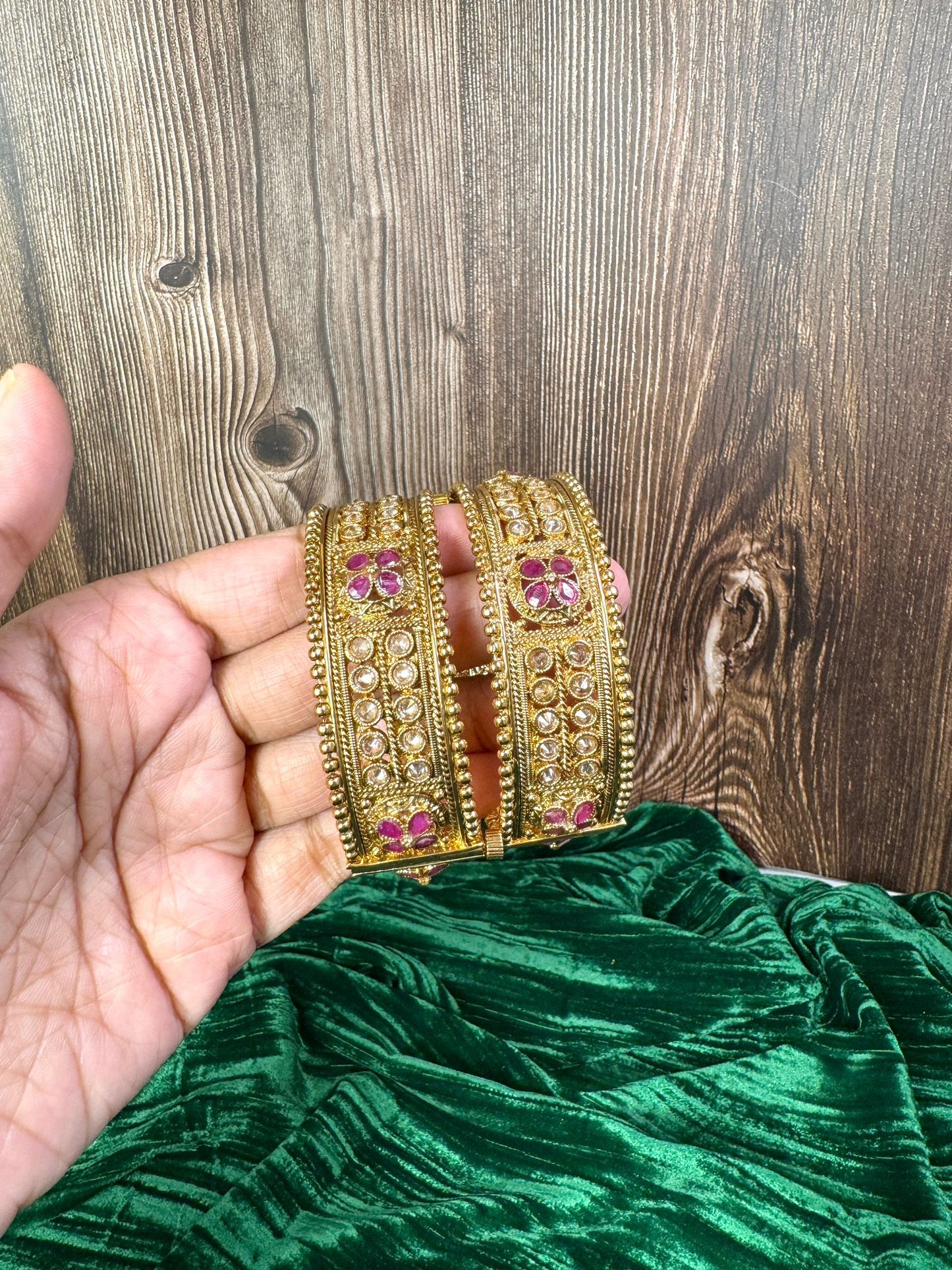 Gold and magenta Kangans- Charisma 1025