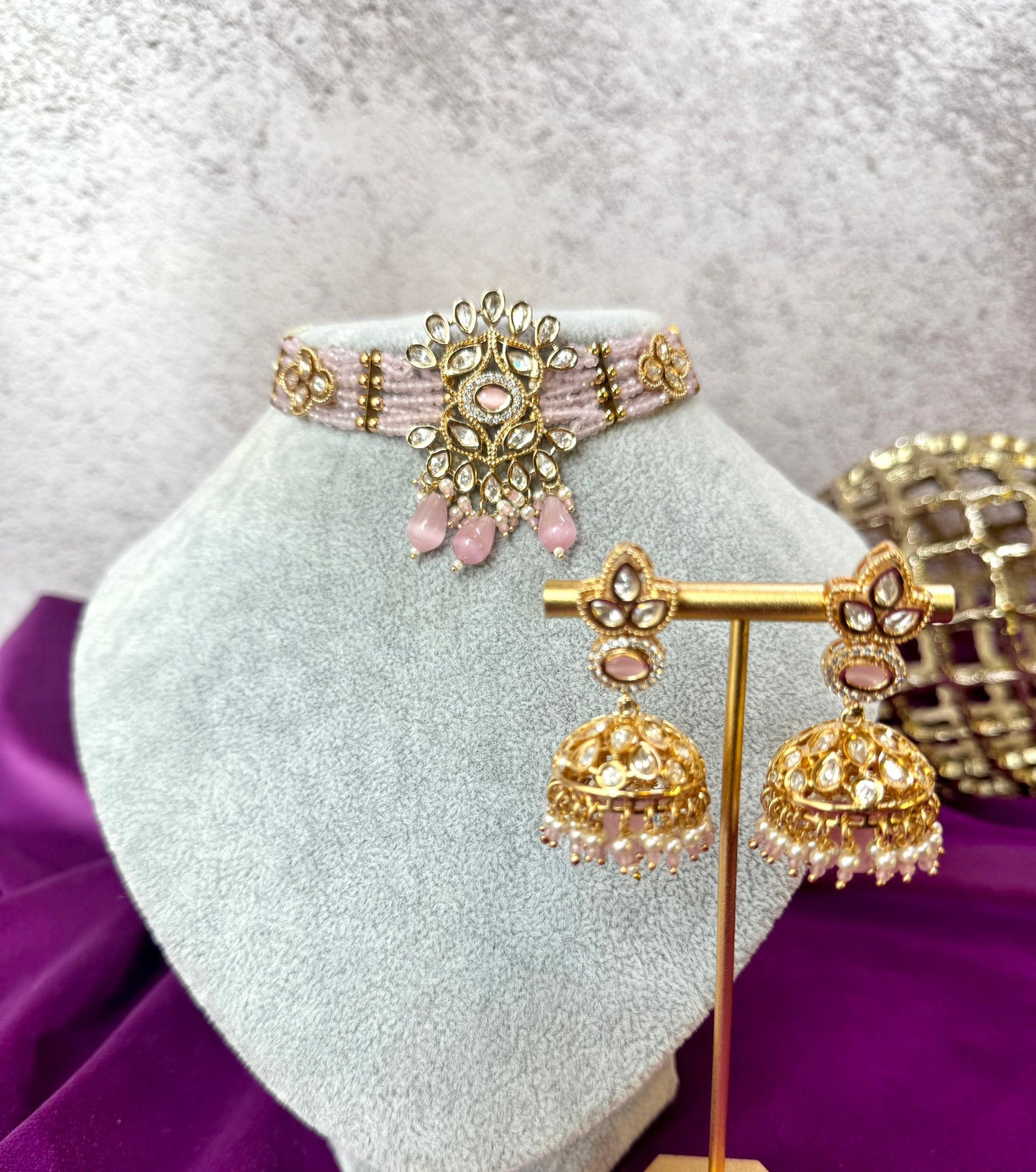 Baby Pink Tyaani Kundan set- Roar 1013