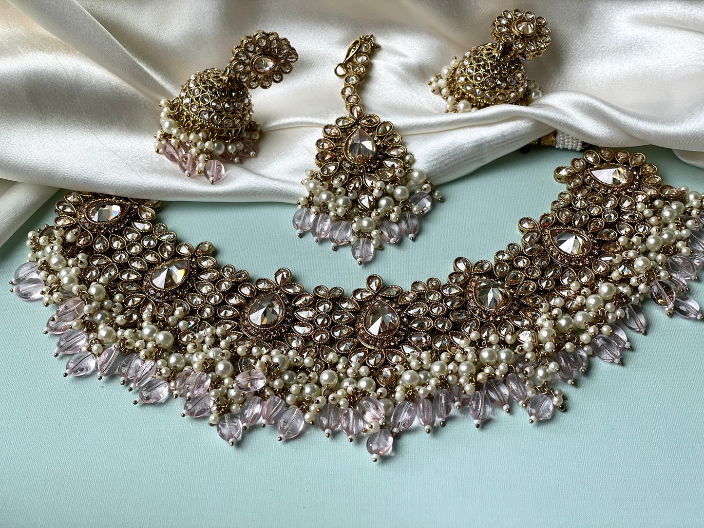 Pink Semi Bridal Set