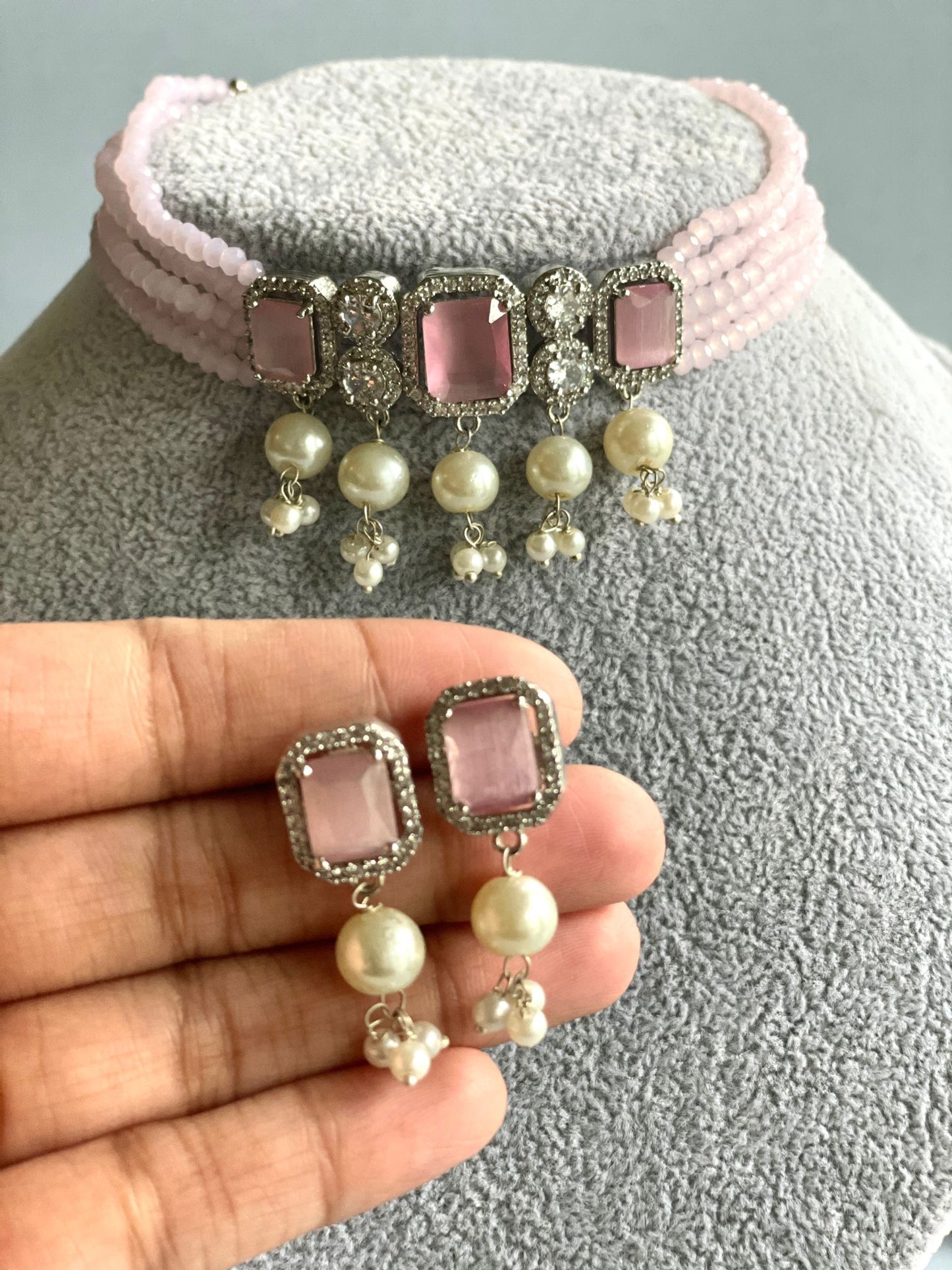Baby Pink Crystal Choker