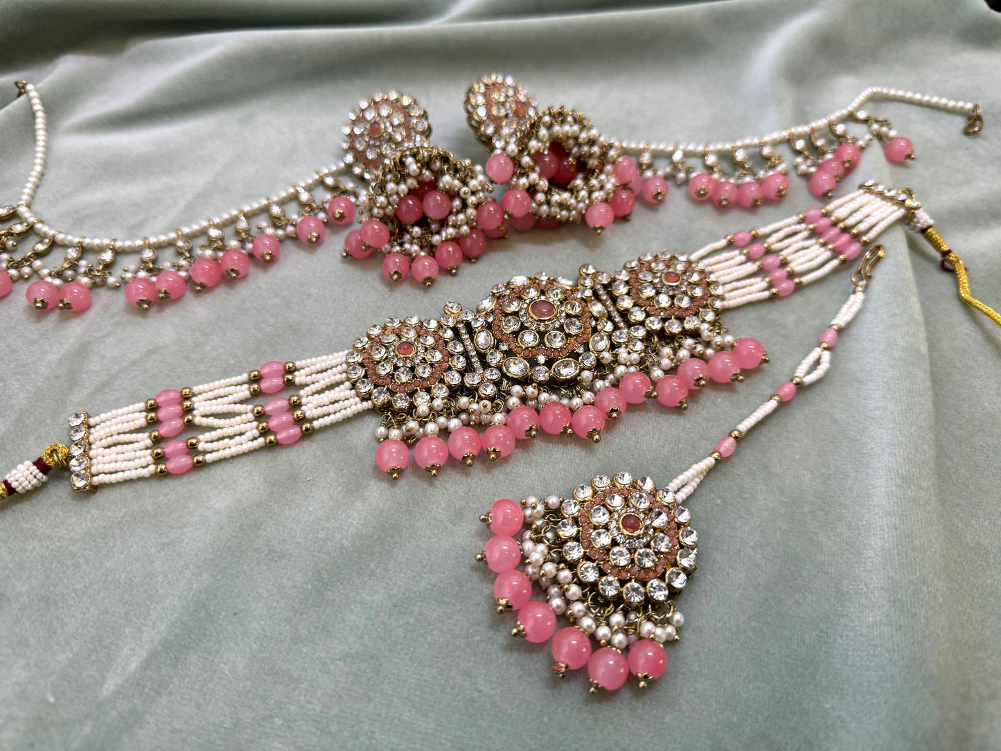 Pink Coral Pearl Choker - Grace 1004