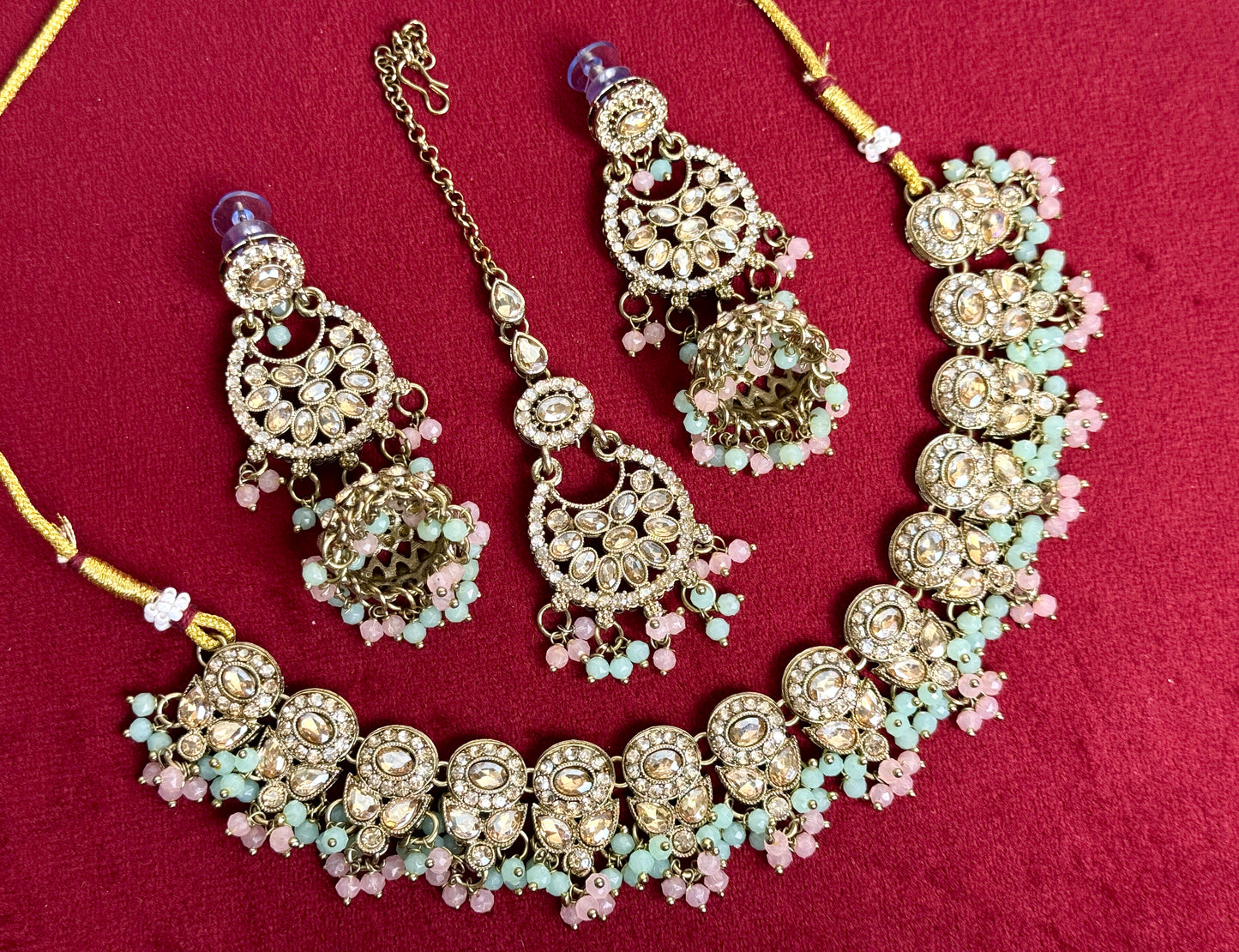 Mint Green Pink Swarna 1005