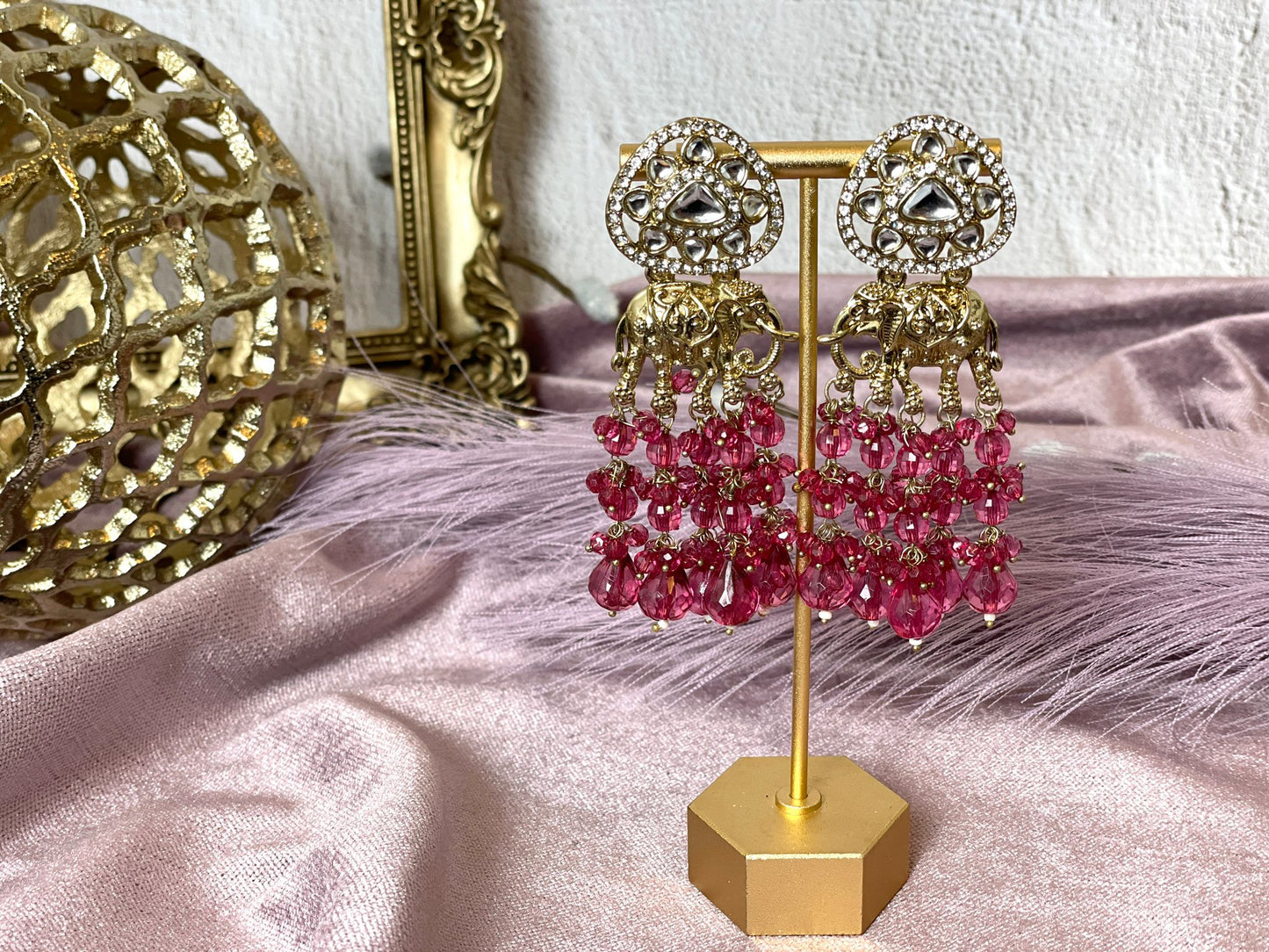 Magenta Elephant Earrings - Aura 1013